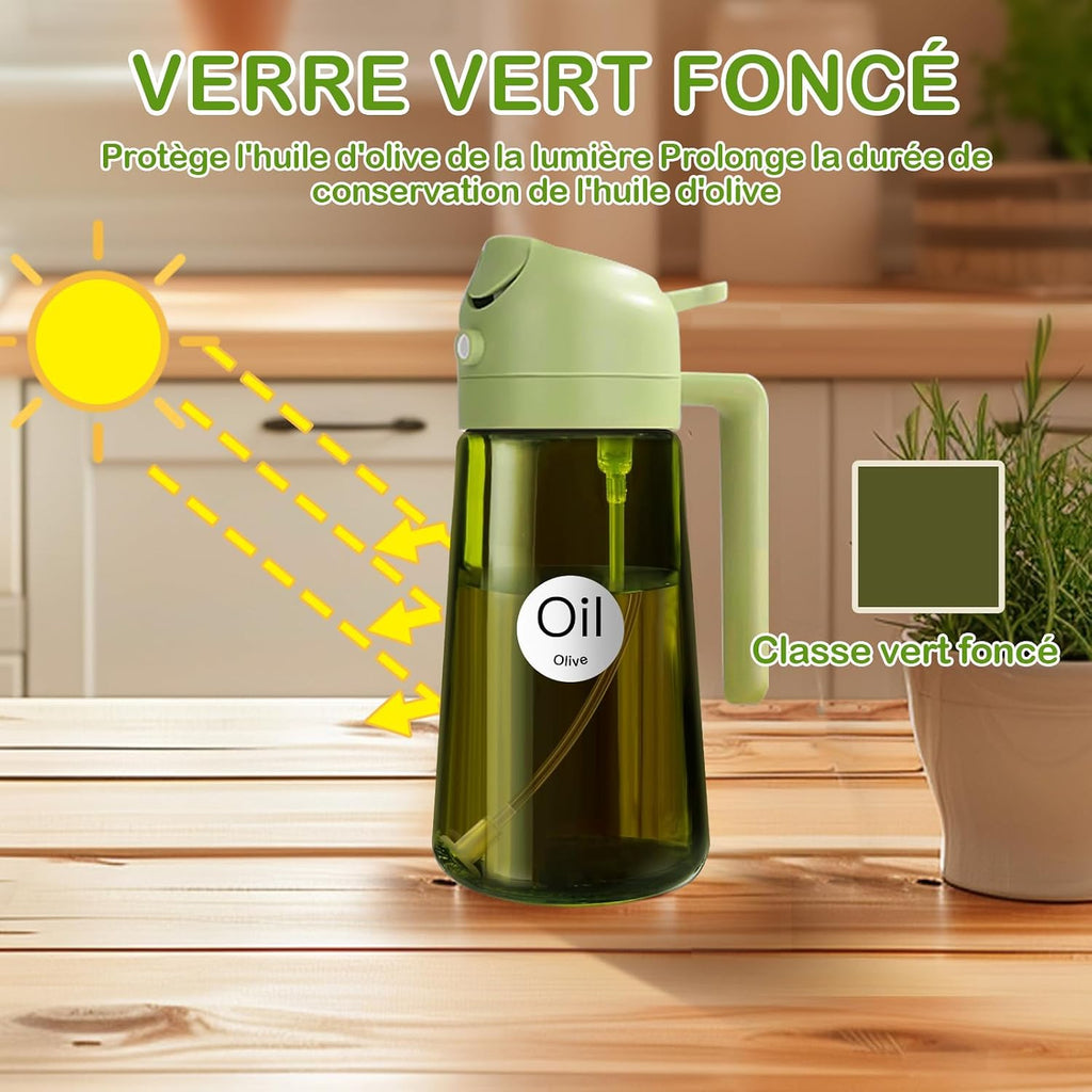 YARRAMATE Spruzzino Olio in Vetro Luce Blocco Scuro Verde per Friggitrice Aria 2 in 1, 470 ml Dosatore d'Oliva Bottiglia e Oliera…