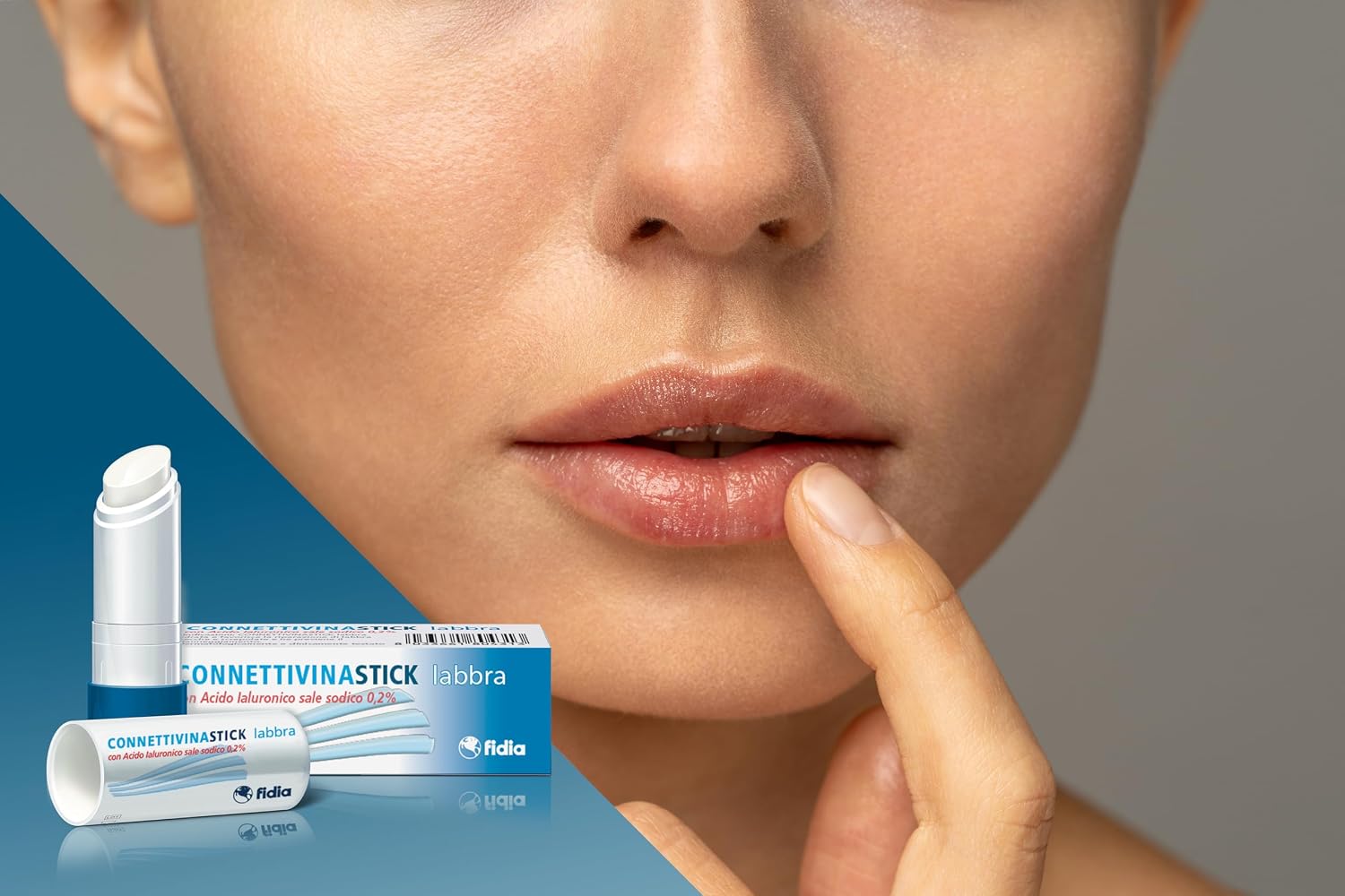 Fidia Farmaceutici ConnettivinaStick Labbra - Stick da 3g a Base di Acido Ialuronico 0,2%, per Labbra Danneggiate, Secche…