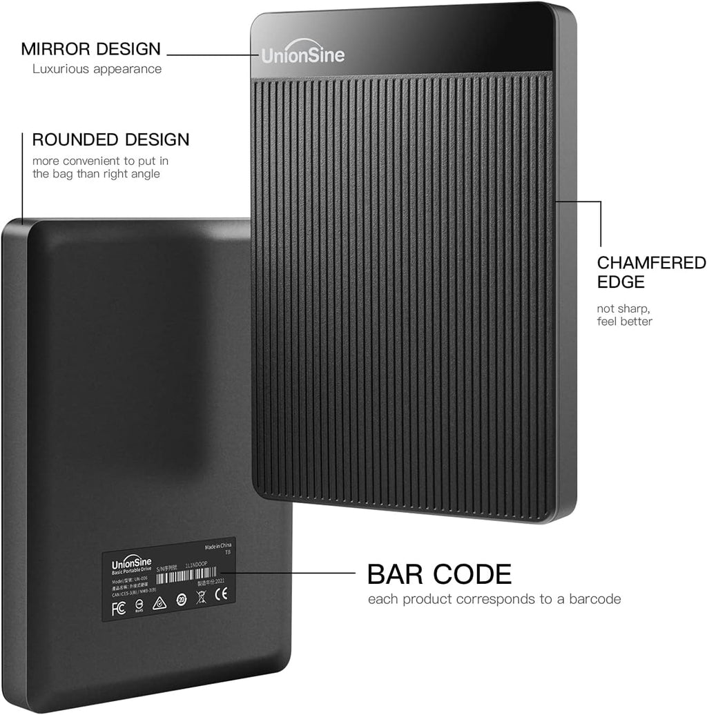UnionSine Hard Disk Esterno 2,5" 500GB Ultra Slim Portatile USB3.0 SATA HDD Storage per PC, Macbook, PS4, Xbox series, Wii…