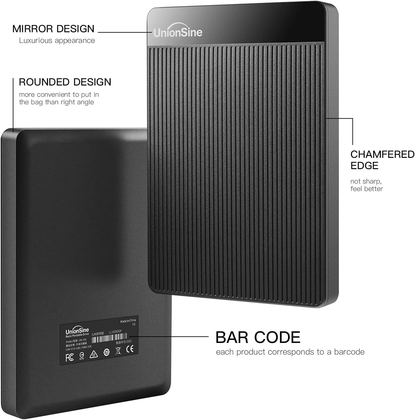 UnionSine Hard Disk Esterno 2,5" 500GB Ultra Slim Portatile USB3.0 SATA HDD Storage per PC, Macbook, PS4, Xbox series, Wii…