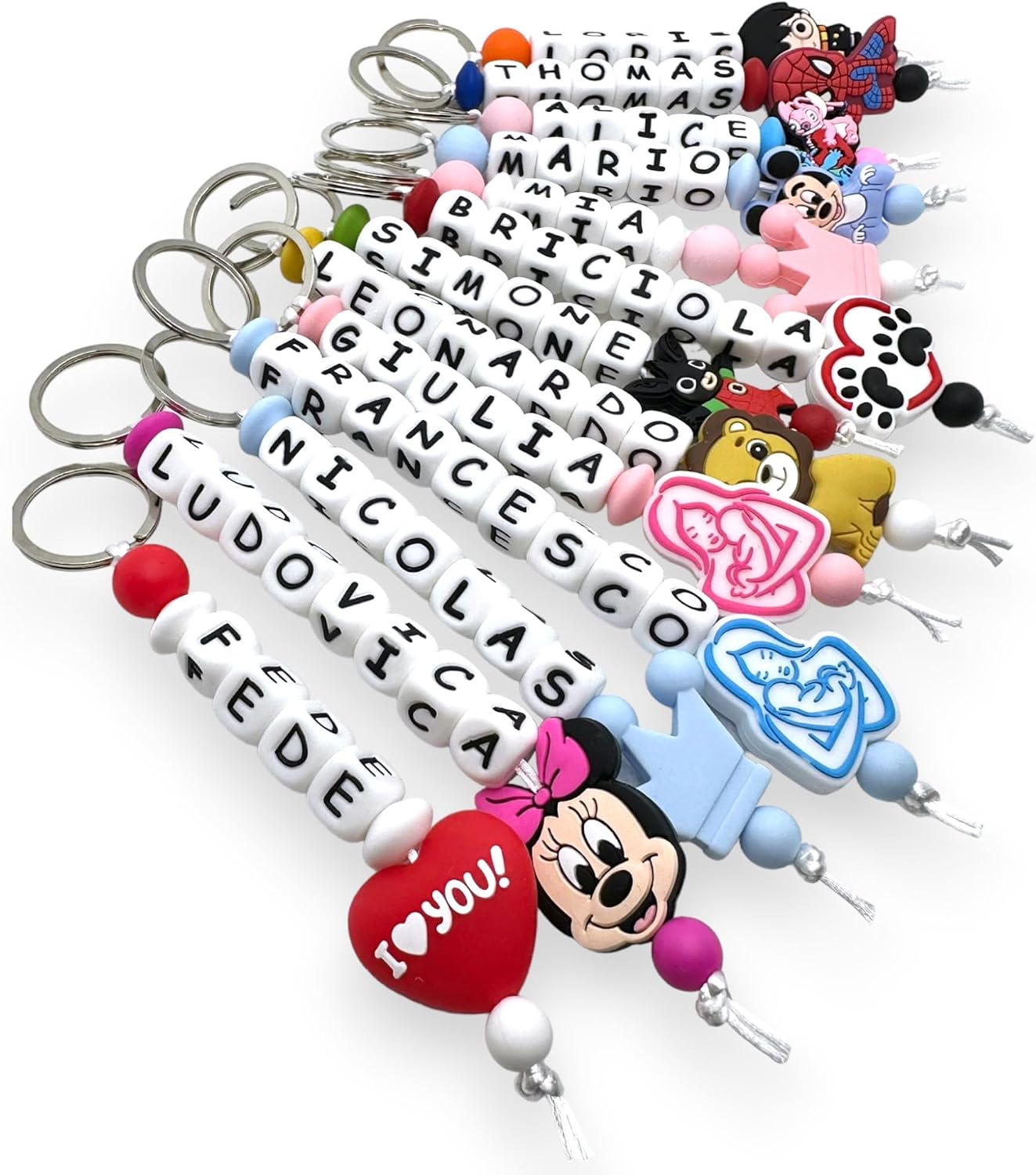 Confezione regalo elegante per la catenella portaciuccio personalizzata con nome, idea regalo nascita originale.