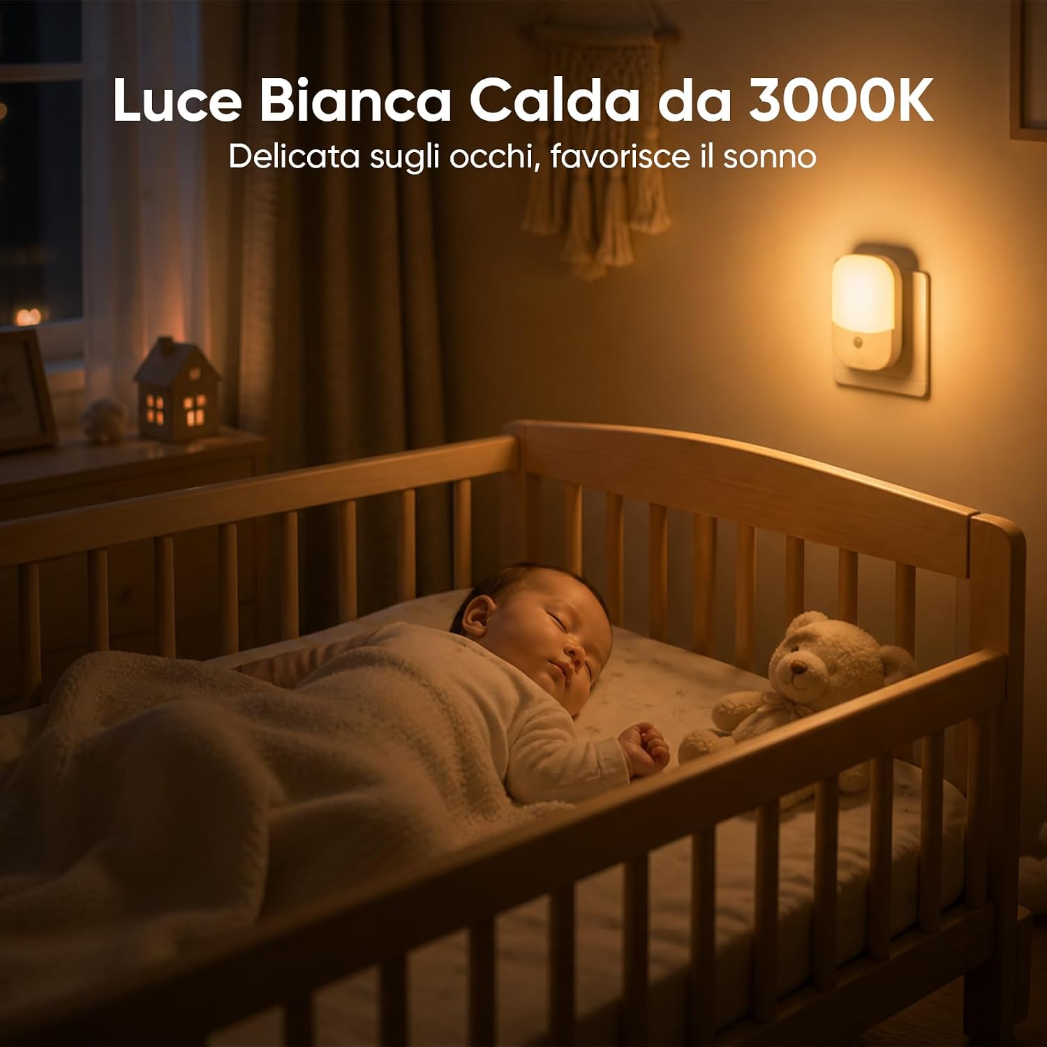 [2 Pezzi] Luce Notturna da Presa con Sensore Crepuscolare, 5 Livelli Dimmerabile, 3000K Bianco Caldo, Modalità ON/OFF/Auto, LED…