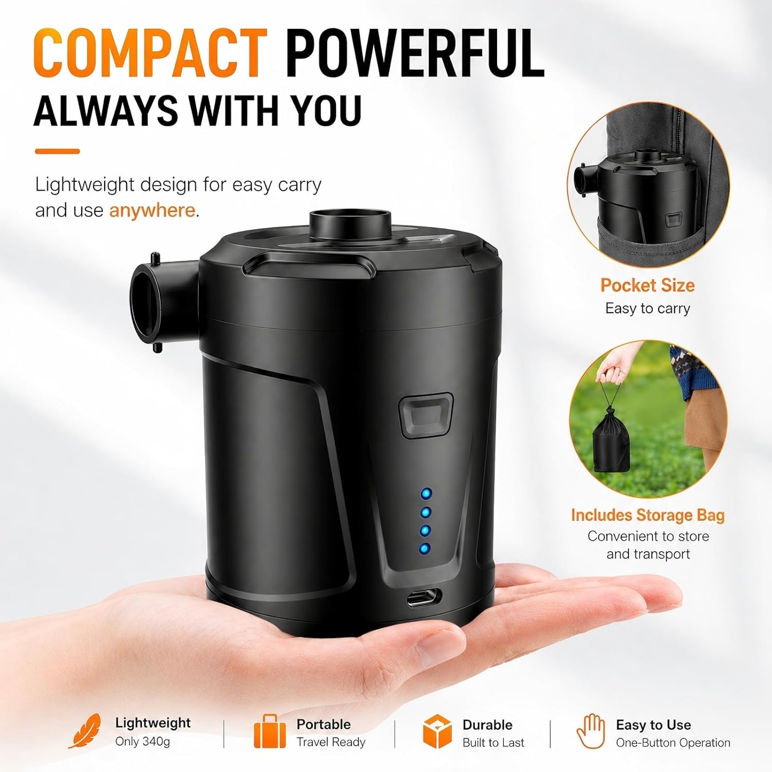 SUPPOU Pompa Elettrica, 5200mAh Pompa Elettrica per Materasso Gonfiabile può essere rapida per Gonfiare e Sgonfiare,…