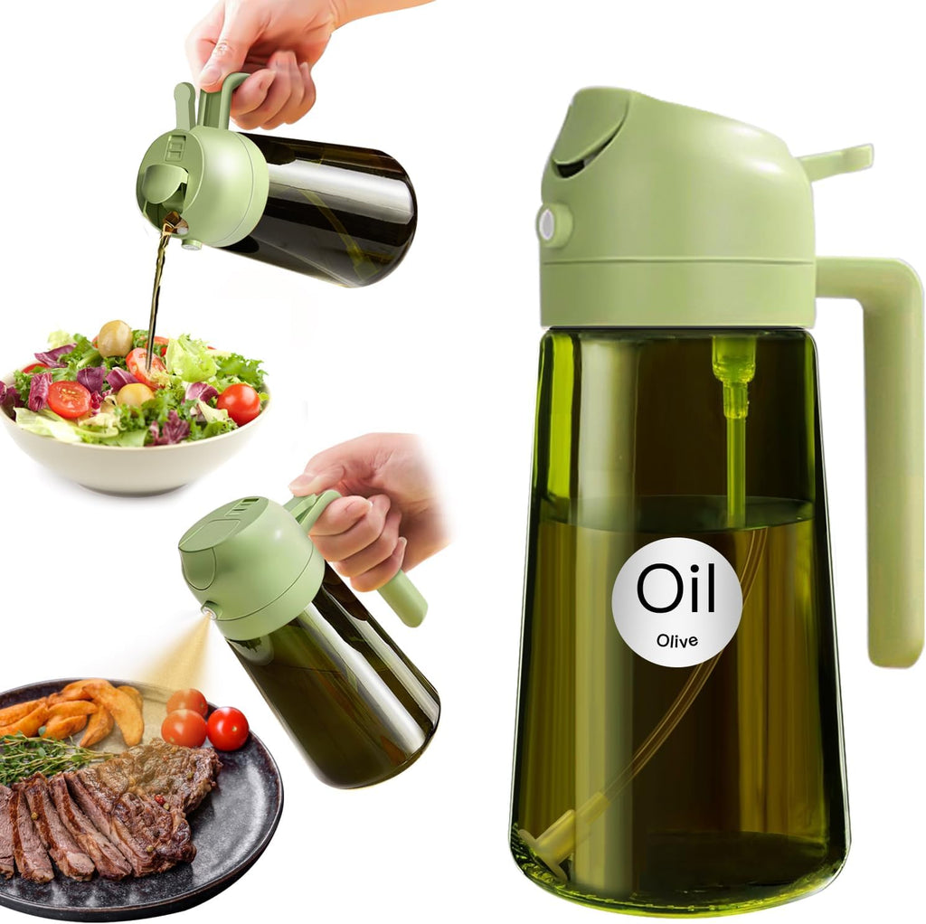 YARRAMATE Spruzzino Olio in Vetro Luce Blocco Scuro Verde per Friggitrice Aria 2 in 1, 470 ml Dosatore d'Oliva Bottiglia e Oliera…