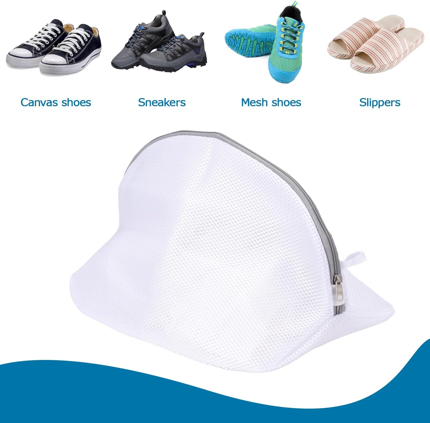 Sacchetti per Lavatrice, Set da 2, Riutilizzabili con Rete per Lavare, Zip per le Scarpe, Adatti a Calzini, Reggiseni