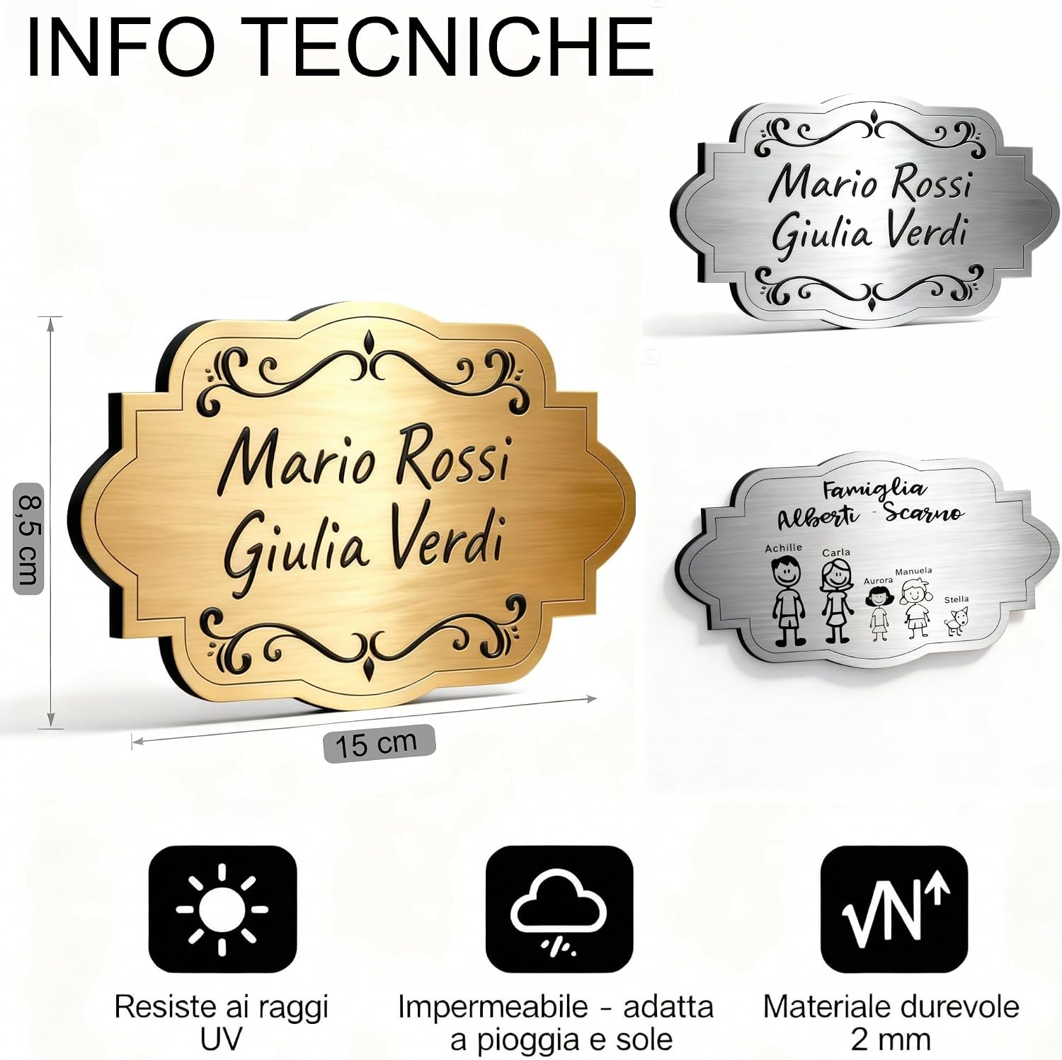 Targa Porta Ingresso Personalizzata Adesiva -Targhetta Personalizzata per Casa Vacanze, Numero Civico Esterno, Casella…