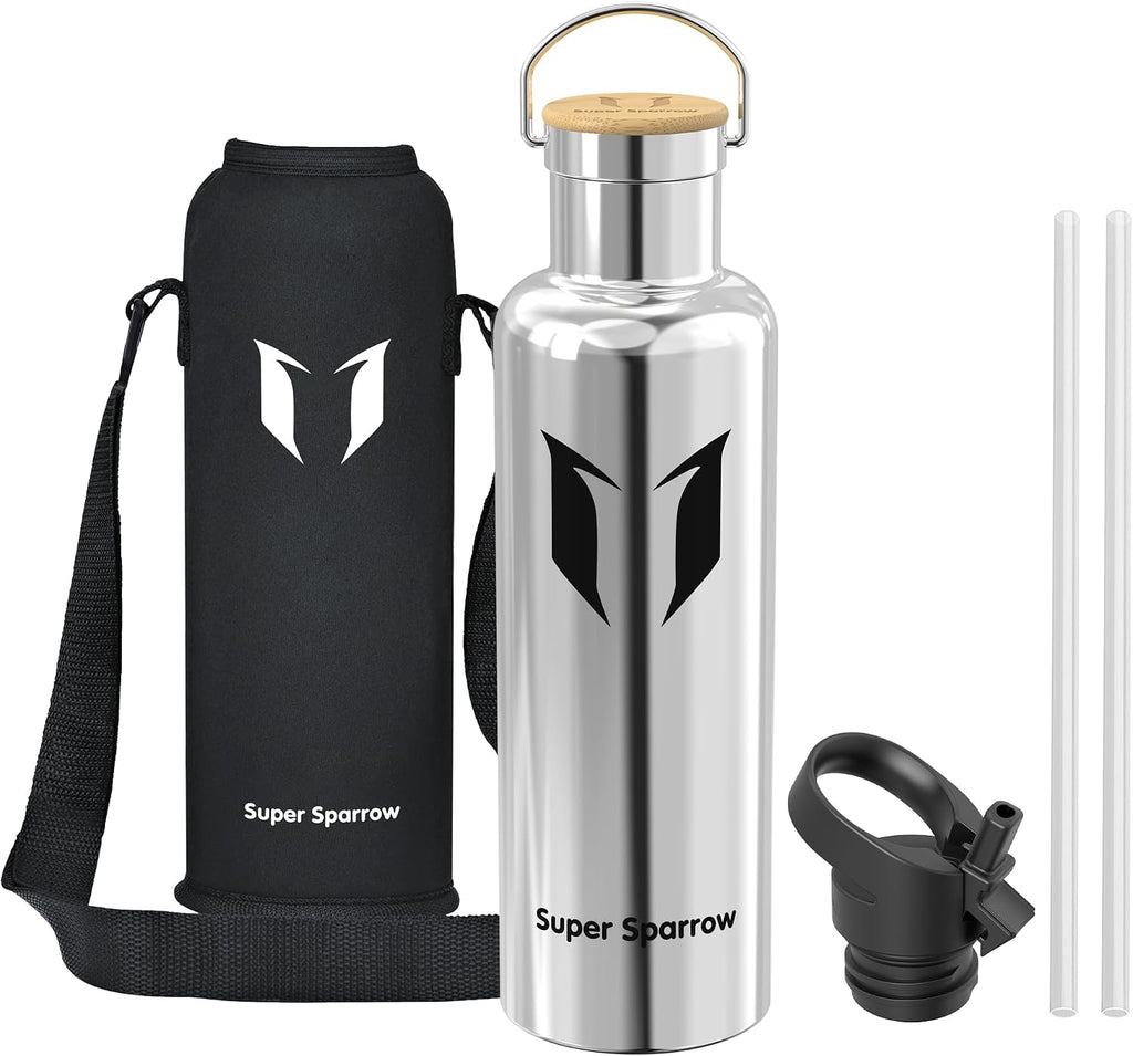 Super Sparrow Borraccia Termica 1L - Bottiglia Termica Senza Perdite - Senza BPA Borracce Bambini - Per Scuola, Sport, Campeggio,…