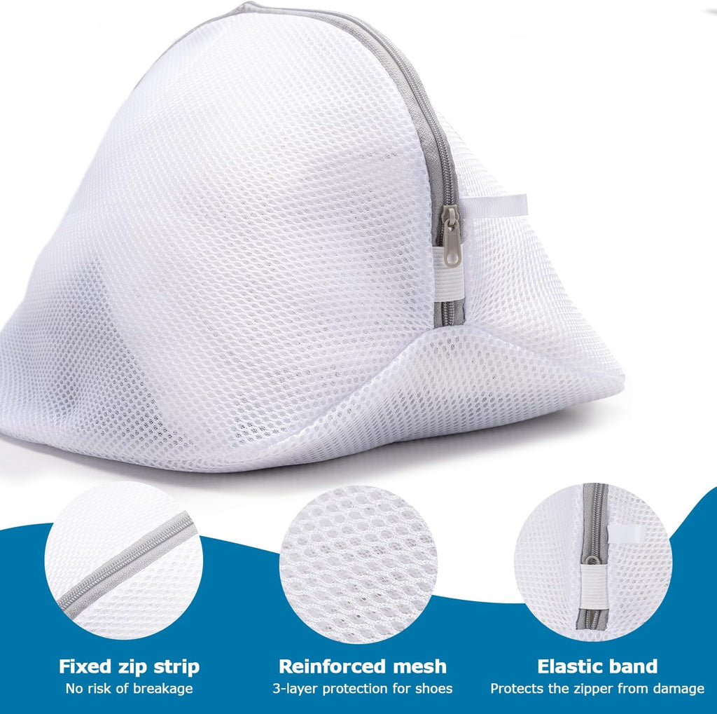 Sacchetti per Lavatrice, Set da 2, Riutilizzabili con Rete per Lavare, Zip per le Scarpe, Adatti a Calzini, Reggiseni