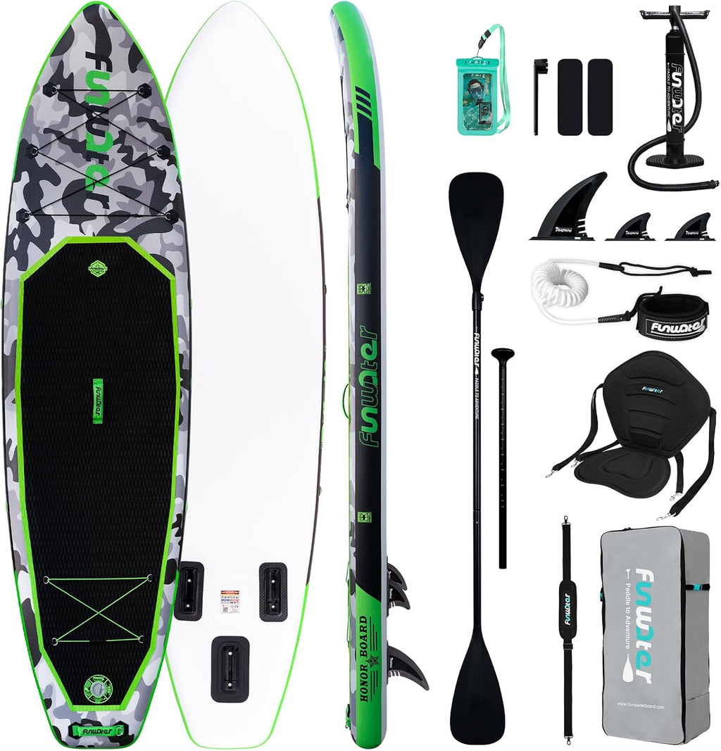 FunWater Sup Gonfiabile Portatile: Tavola Gonfiabile, Pinne, Pompa, Pagaia, Zaino e Guinzaglio di Sicurezza-Ideale per Adulti e…