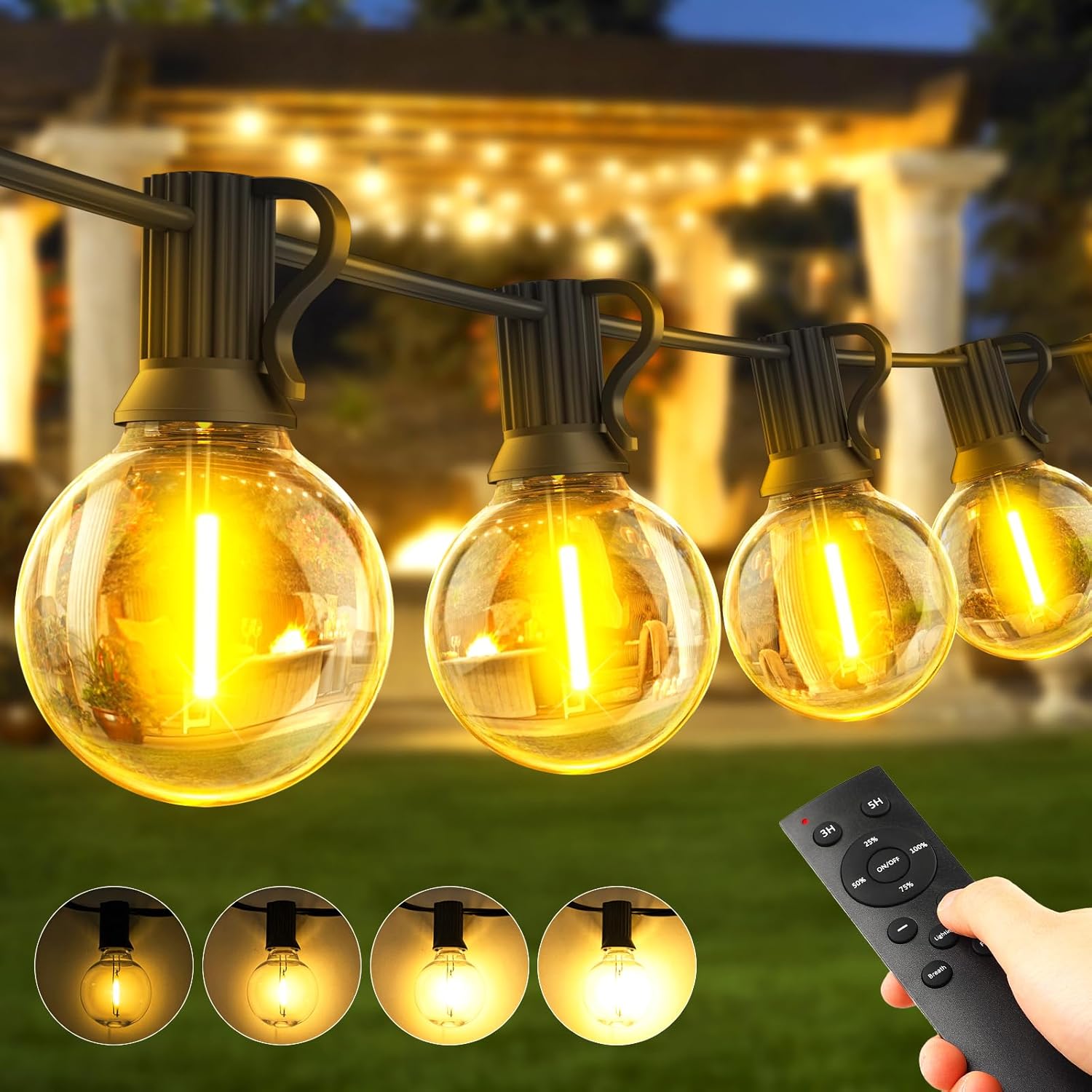 30 Metri Esterno Luci Giardino Catena - LED Lampadine Luminosa Gazebo Filo Illuminazione Balcone Lucine Terrazzo Luce Lampade…