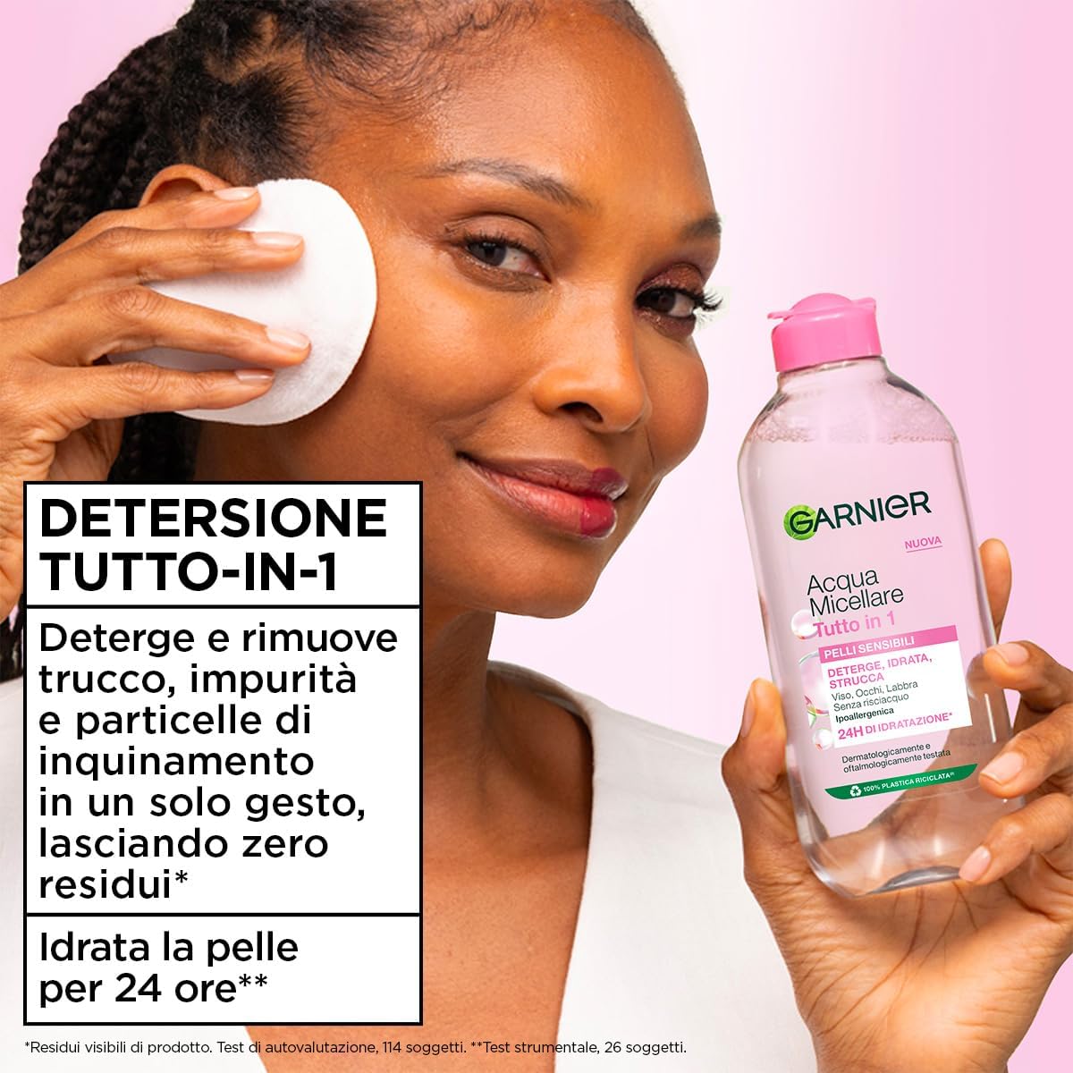 Garnier SkinActive Acqua Micellare Tutto in 1, Per Pelli Sensibili, 100% del Trucco Rimosso, Pelle Detersa e Idratata per 12H, Senza Residui…