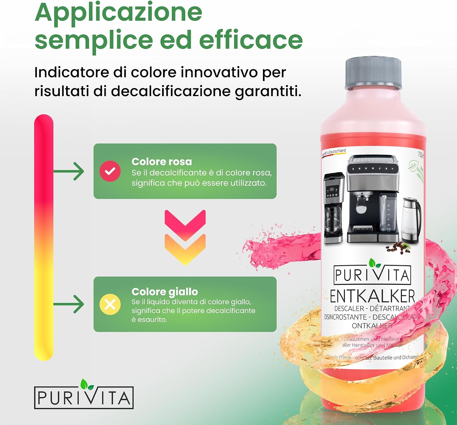PURIVITA® Universale Decalcificante Macchina Caffè [500ML] - Anticalcare Pulizia Macchine Caffe - Liquido…