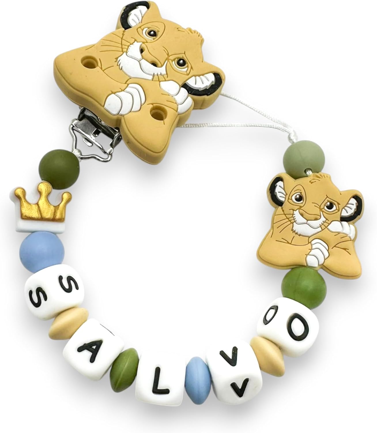 Catenella Portaciuccio Personalizzata con Nome per Neonati, Clip Ciuccio Universale Anticaduta, Idea Regalo Nascita…