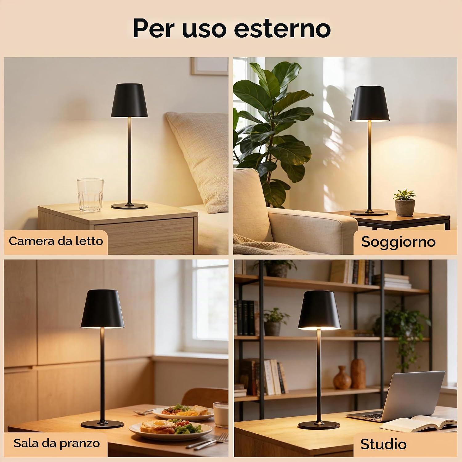 UPXNBOR 2 Pezzi Lampada da Tavolo in Metallo, Lampada LED da Tavolo Senza Fili Ricaricabile, 3 Livelli di Luminosità Regolabili,…
