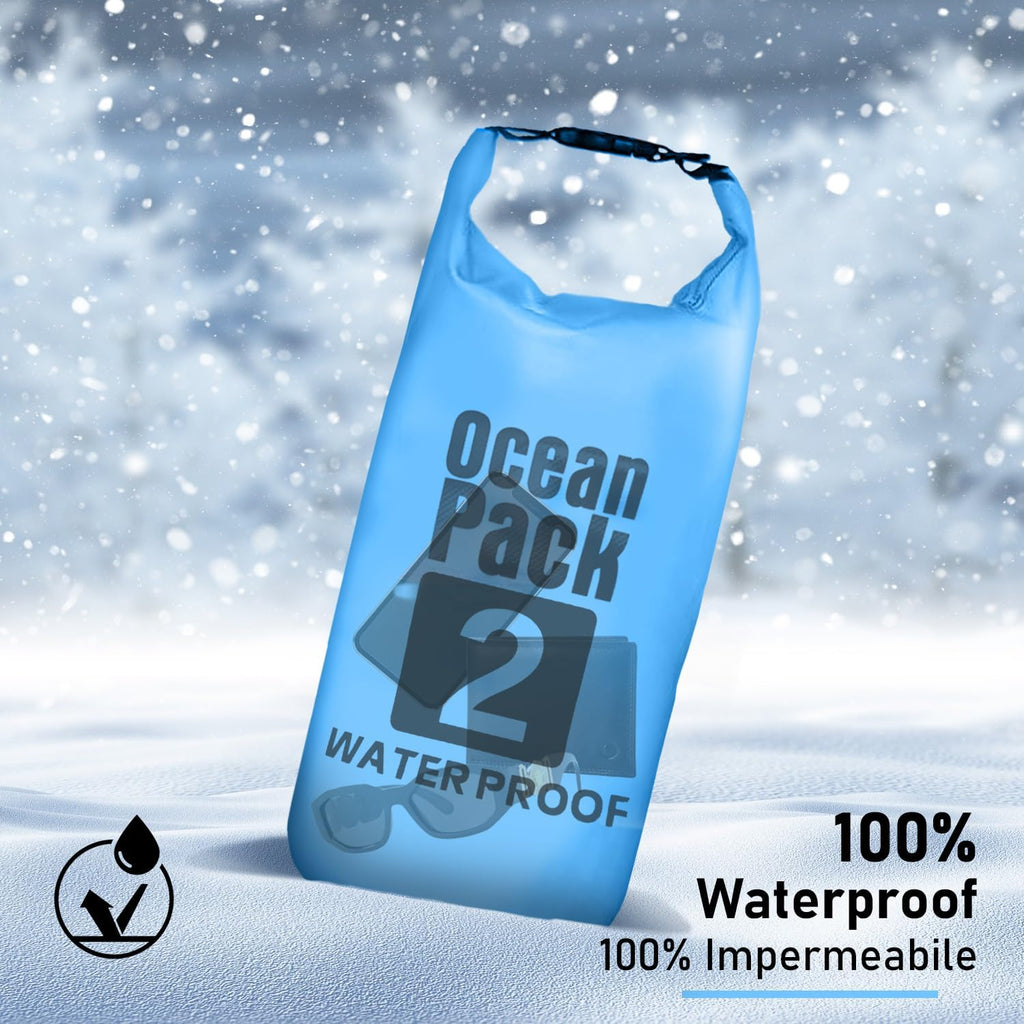 Dry Bag, Borsa Sacca Zaino Impermeabile Waterproof, chiusura a rotolo e tracolla, custodia impermeabile per cellulare e…