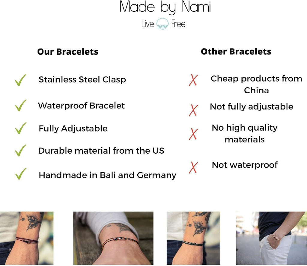 Bracciale Sottile Da Uomo e Donna Con Chiusura a Clip Fatta a Mano - Gioielli Da Surfista - Bracciale In Tessuto Minimalista - 100%…