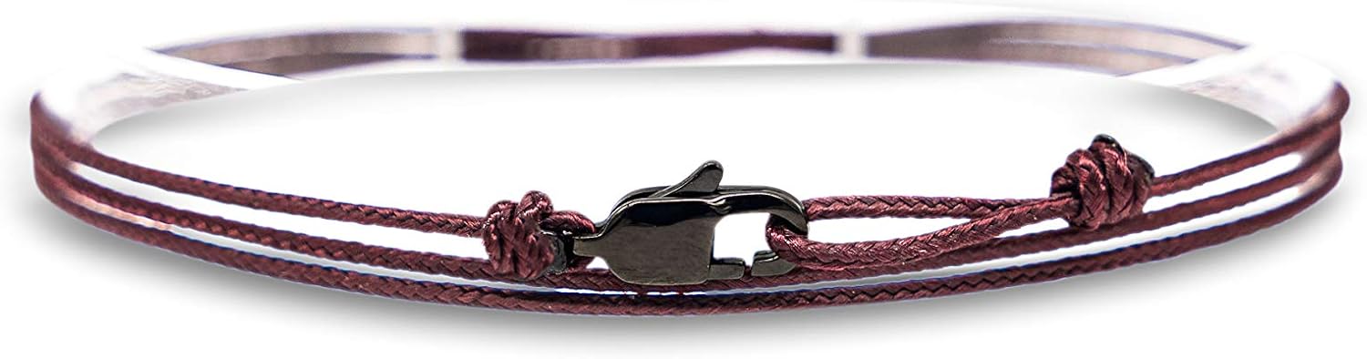 Bracciale Sottile Da Uomo e Donna Con Chiusura a Clip Fatta a Mano - Gioielli Da Surfista - Bracciale In Tessuto Minimalista - 100%…
