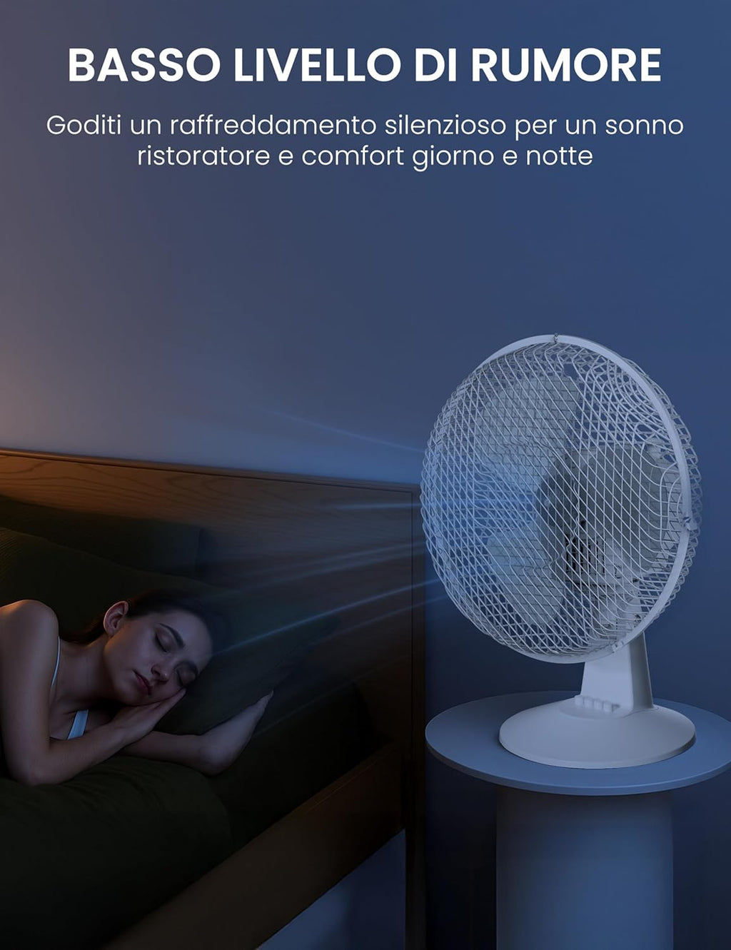 Grafico illustrativo con le dimensioni del ventilatore Comfee e diametro di 40 cm