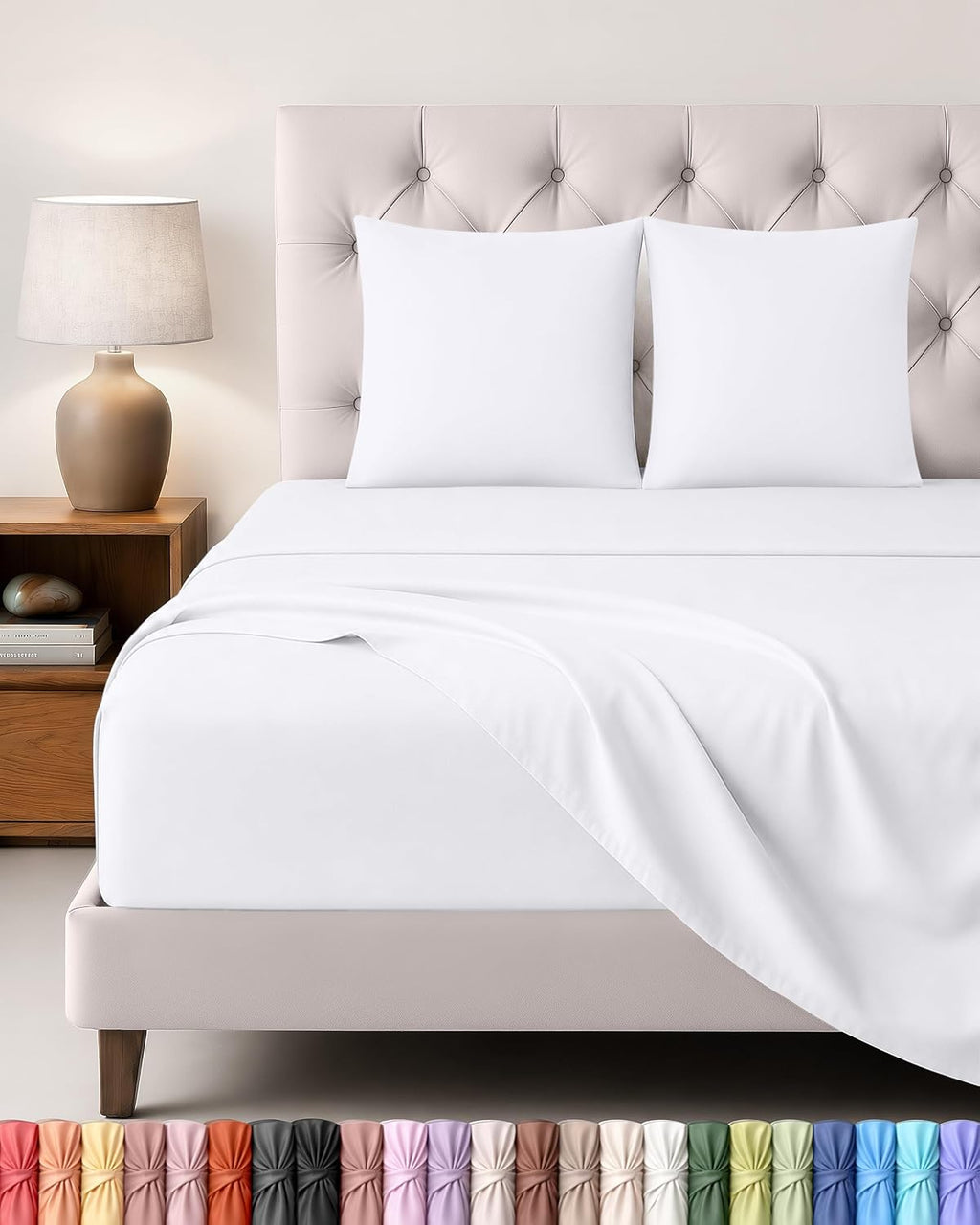 Utopia Bedding Set Lenzuola Letto 4 Pezzi, 180x200cm, Grigio | Lenzuolo con Angoli, Lenzuolo Piatto e 2 Federe 50x75…
