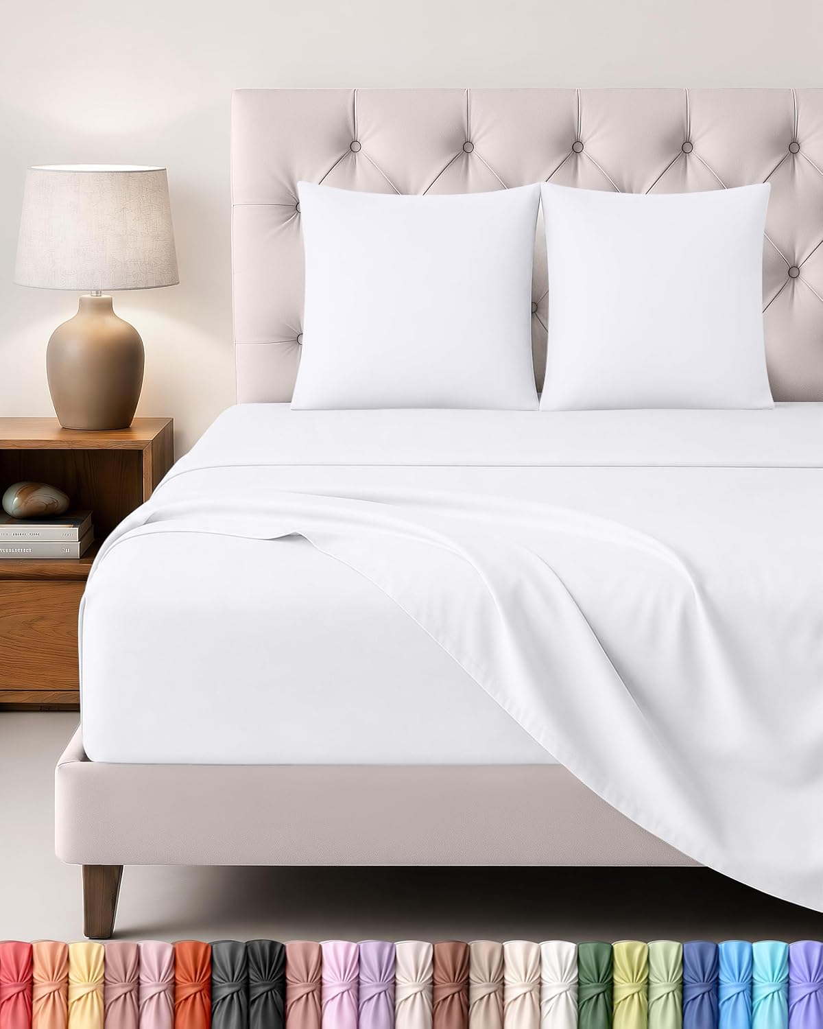 Utopia Bedding Set Lenzuola Letto 4 Pezzi, 180x200cm, Grigio | Lenzuolo con Angoli, Lenzuolo Piatto e 2 Federe 50x75…