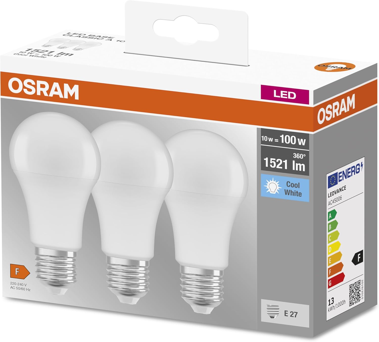 Osram LED Base Classic A Lampada, a Forma di Lampadina con Attacco E27, non…