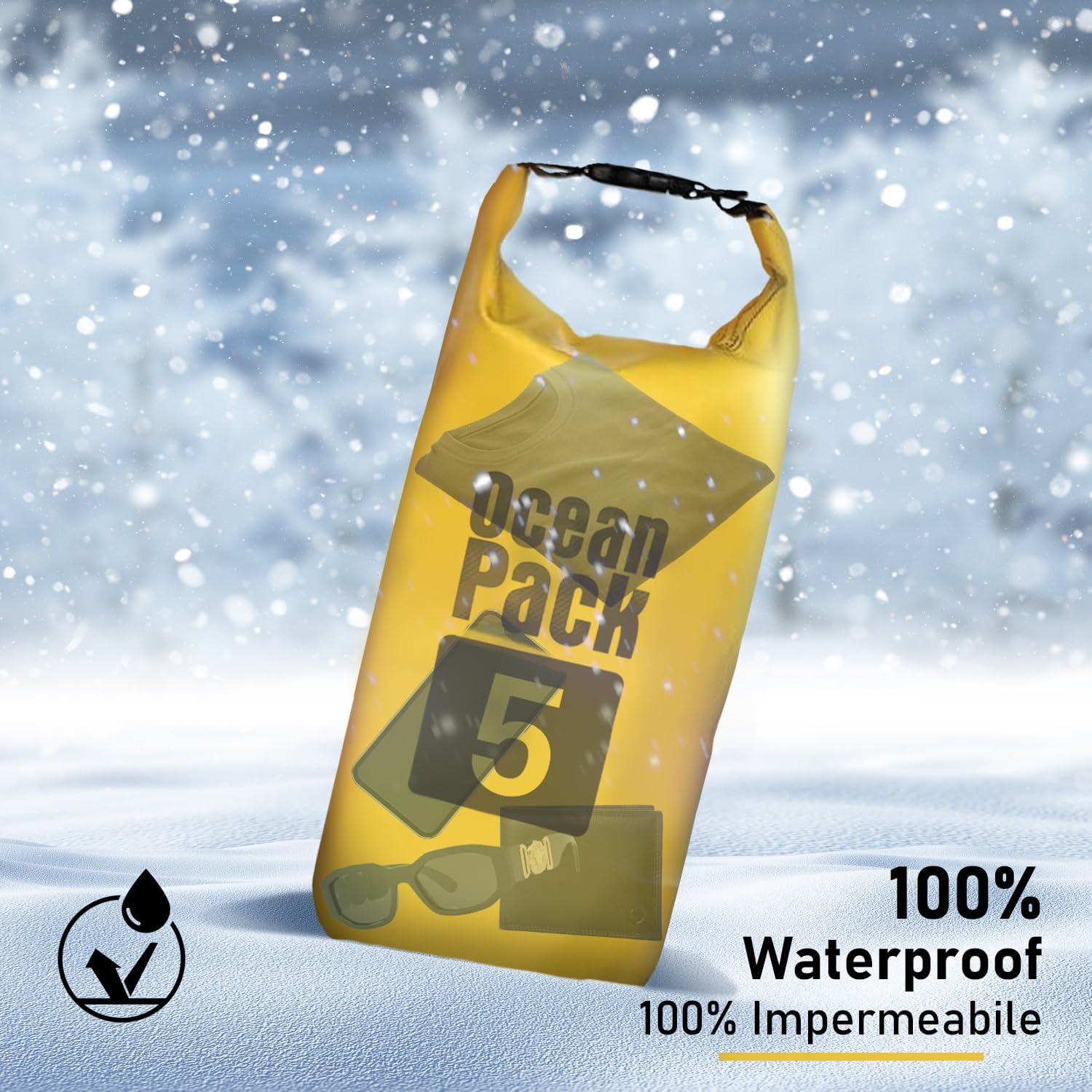 Dry Bag, Borsa Sacca Zaino Impermeabile Waterproof, chiusura a rotolo e tracolla, custodia impermeabile per cellulare e…