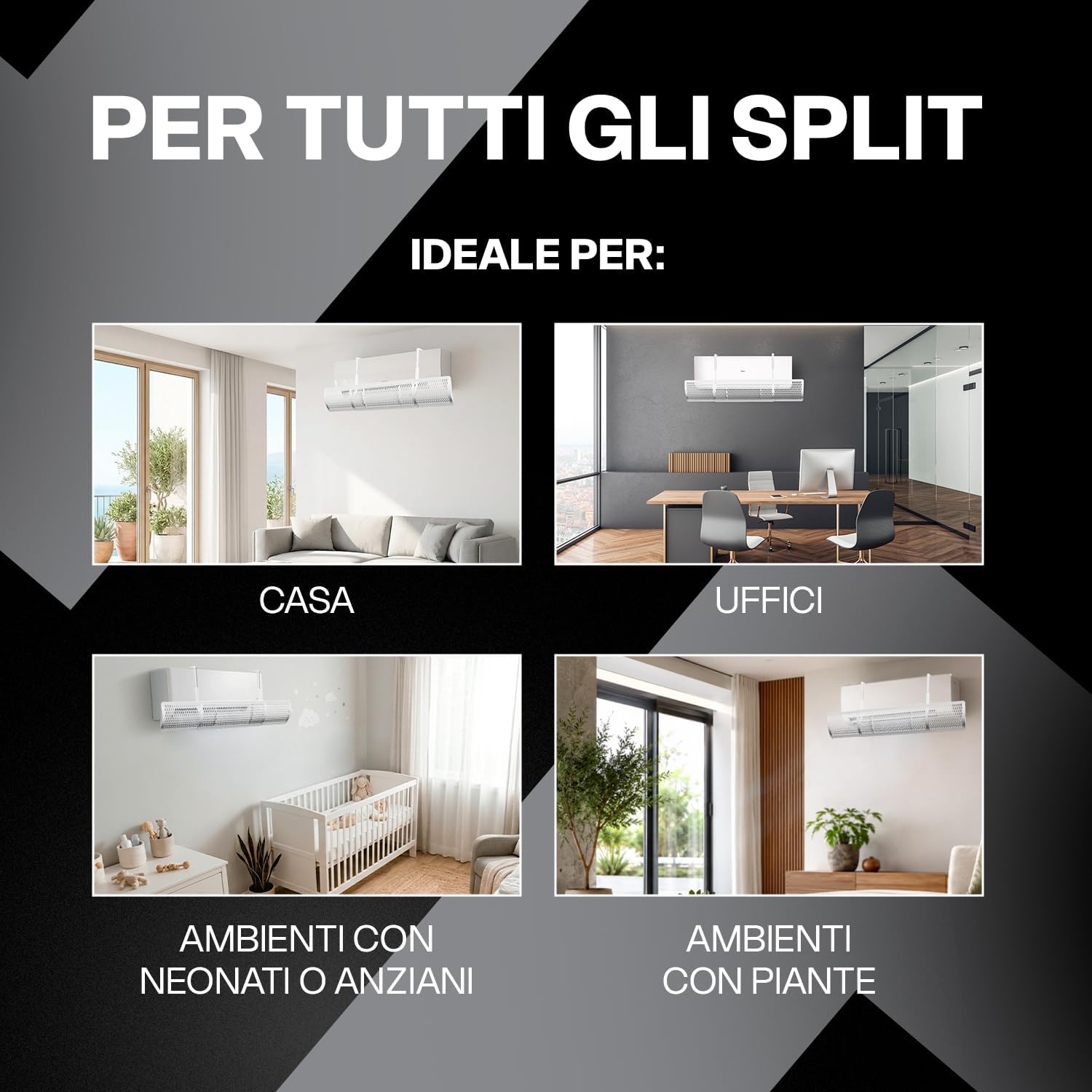 ERRECOM Flowy Deflettore Condizionatore Universale per Split – Regolabile in Altezza, Larghezza e inclinazione, Migliora…