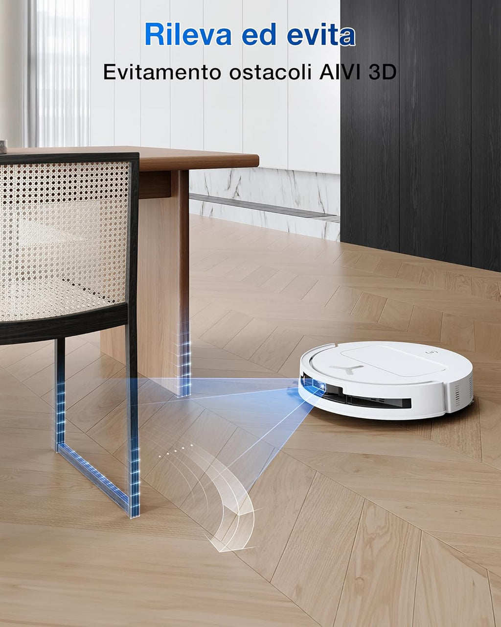 Stazione OMNI di ECOVACS T50 che lava e asciuga i panni del robot aspirapolvere con acqua calda per massima igiene.
