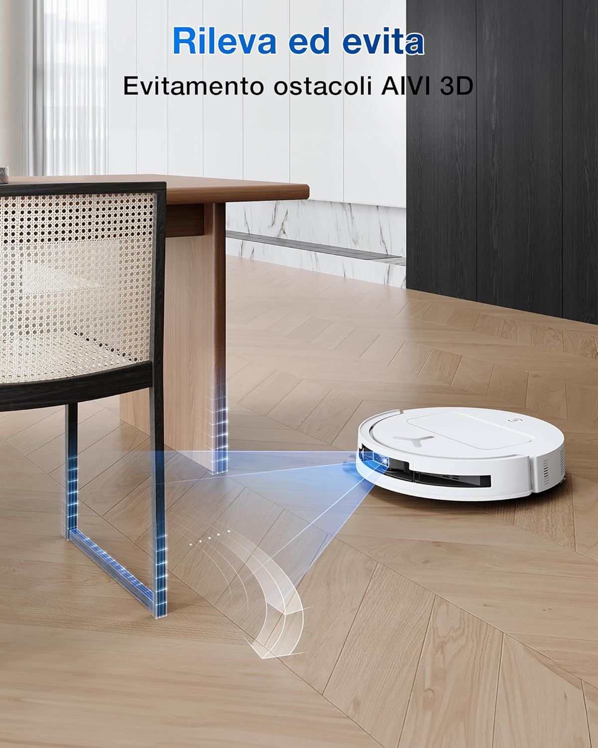 Stazione OMNI di ECOVACS T50 che lava e asciuga i panni del robot aspirapolvere con acqua calda per massima igiene.