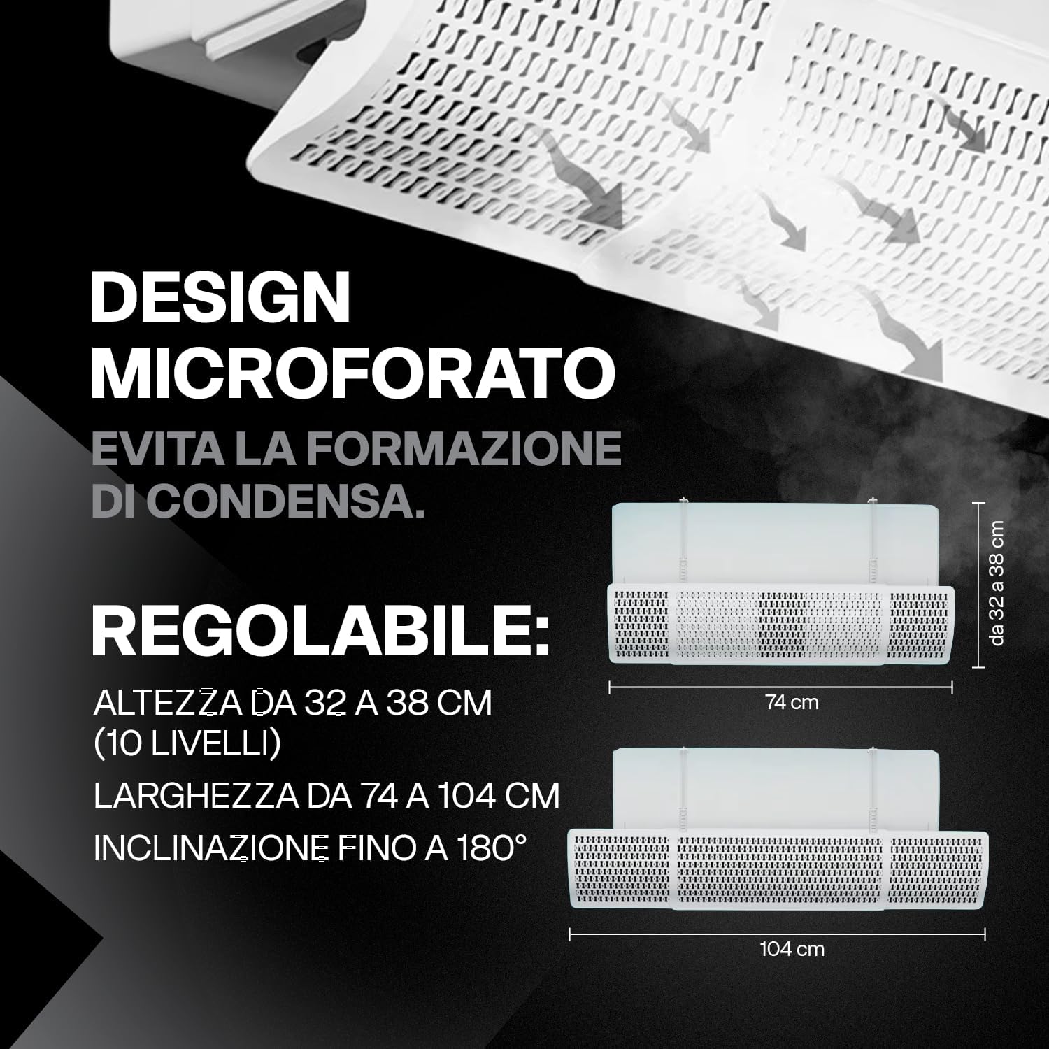 ERRECOM Flowy Deflettore Condizionatore Universale per Split – Regolabile in Altezza, Larghezza e inclinazione, Migliora…