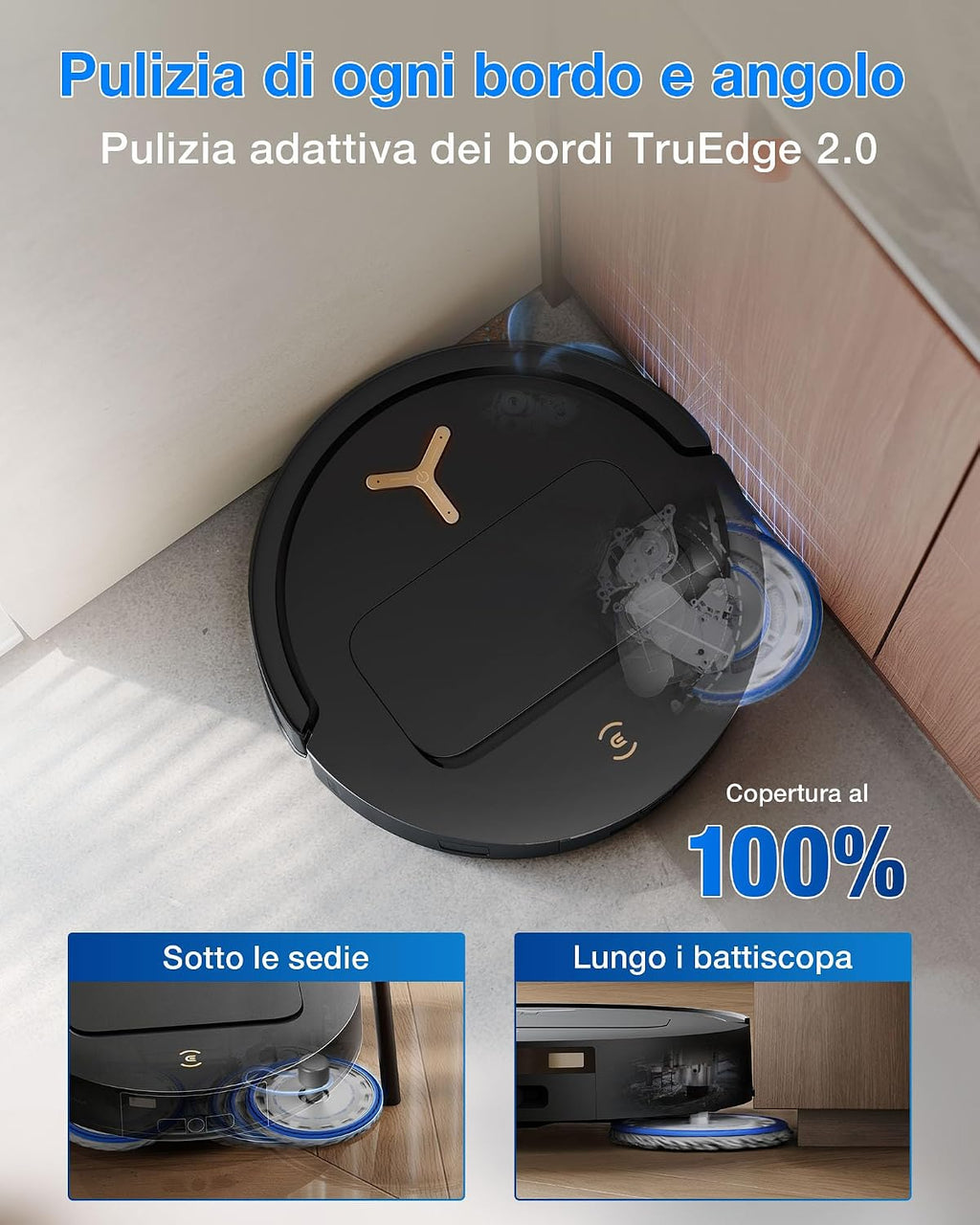 ECOVACS DEEBOT T50 PRO OMNI Gen3 Robot Aspirapolvere Lavapavimenti, spazzola laterale e mocio a estensione, 25.000 Pa,…