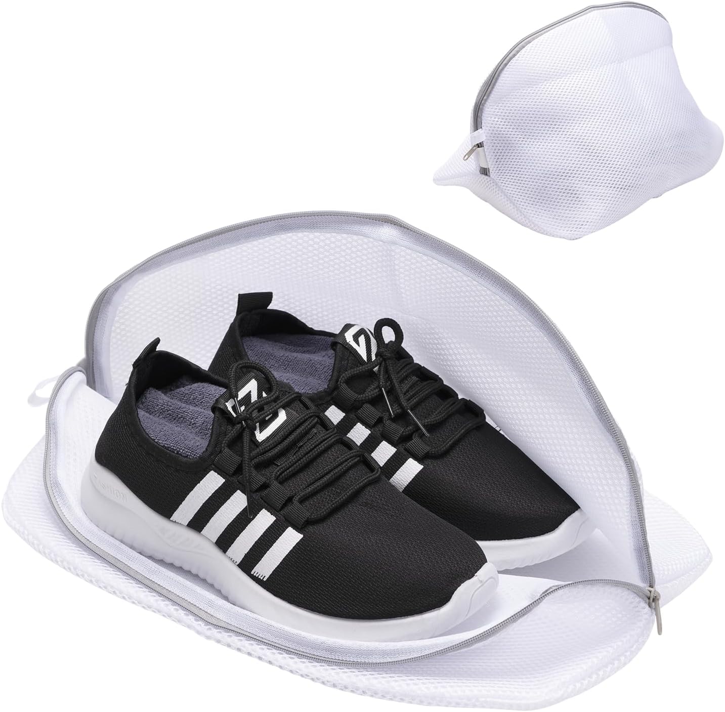 Sacchetti per Lavatrice, Set da 2, Riutilizzabili con Rete per Lavare, Zip per le Scarpe, Adatti a Calzini, Reggiseni