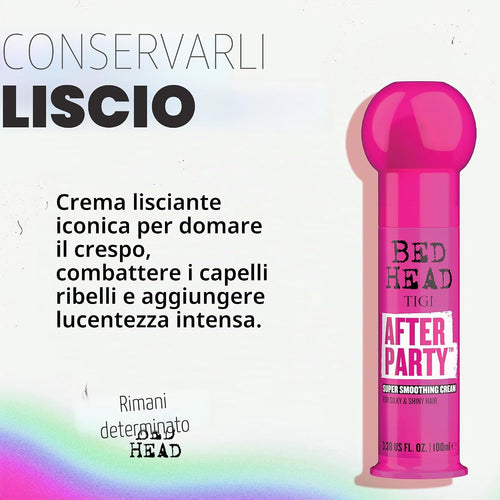 Bed Head by TIGI After Party Crema Lisciante, 100ml | Crema styling anti-crespo con olio di ricino per capelli bagnati o asciutti,…
