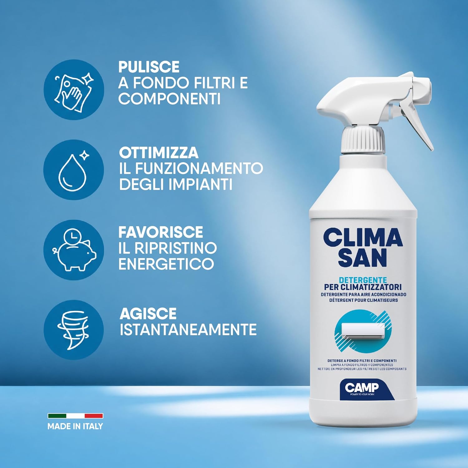 Migliora l'efficienza del tuo climatizzatore con il Climasan Kit, riduci i costi di gestione e proteggi la tua salute.
