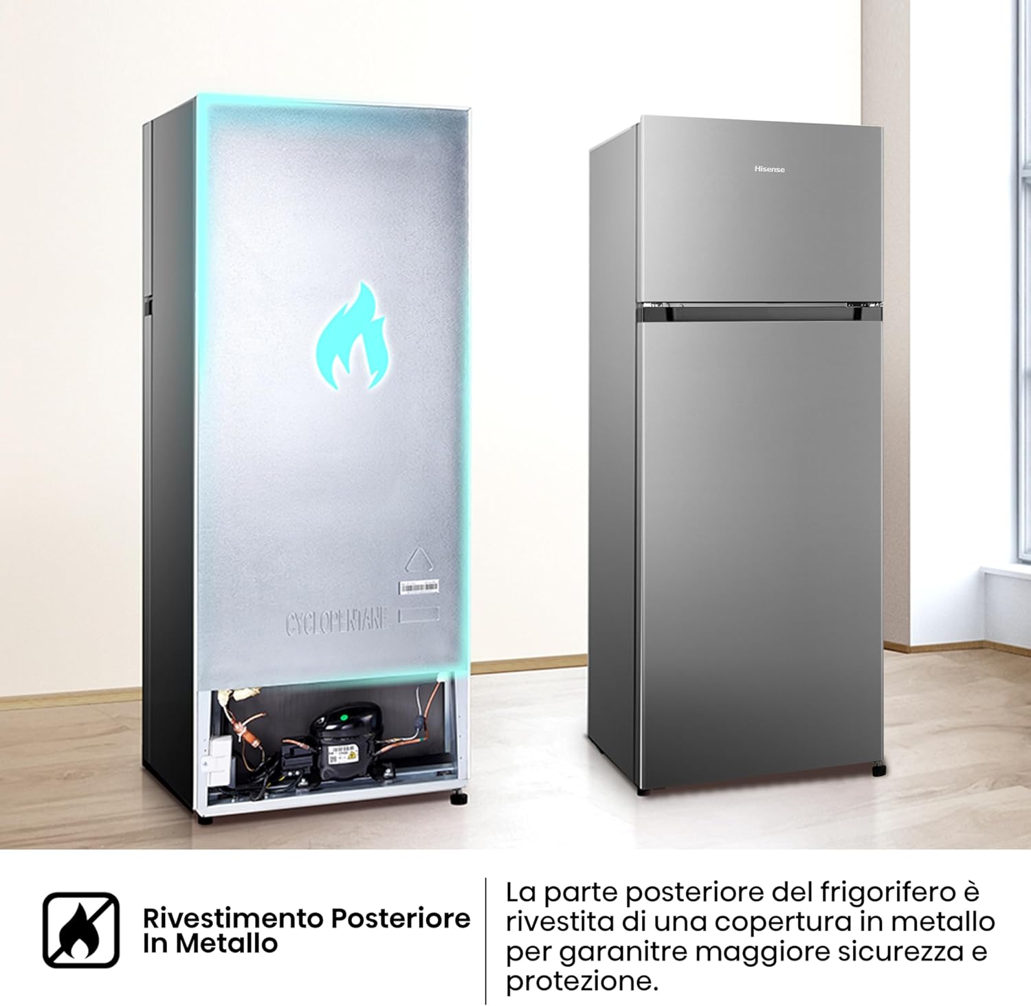 Hisense MTM55205SE Frigorifero Doppia Porta a Libera Installazione Modello 2022, 206 L, Silver,…