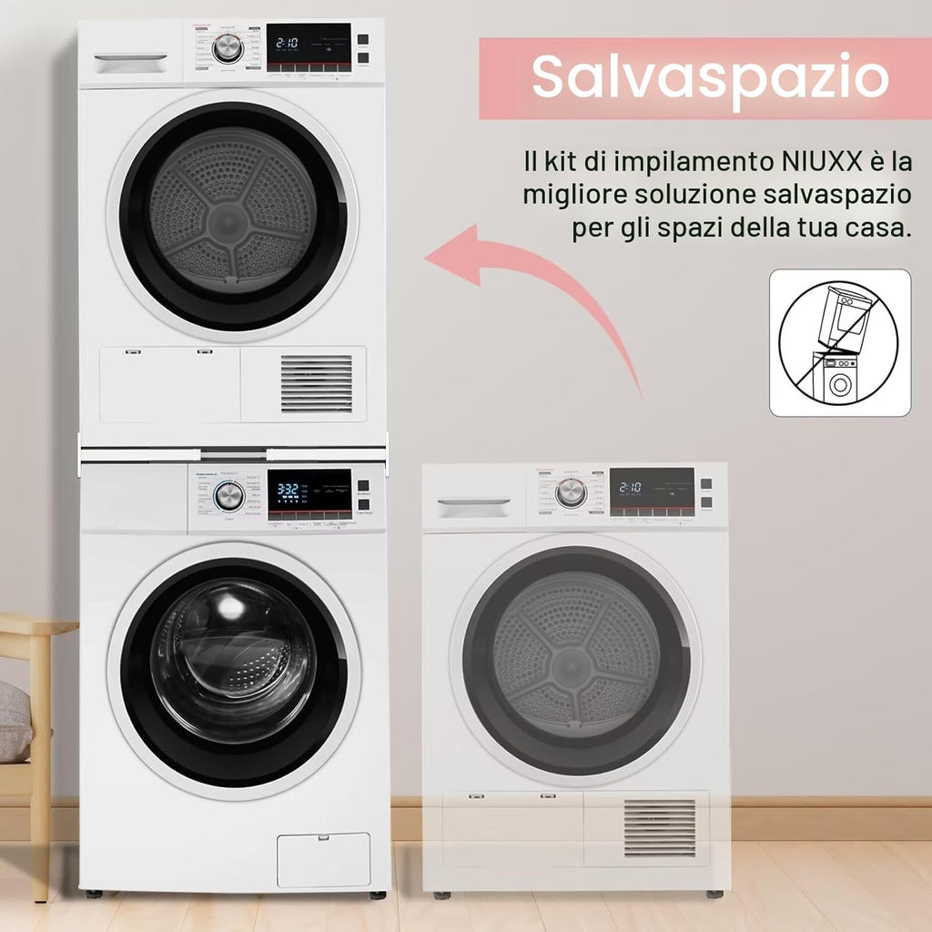 NIUXX Kit di Accatastamento per Lavatrici, Kit di Sovrapposizione Universale con Cinghie Cricchetto, Kit di Impilamento Slim, Telaio…