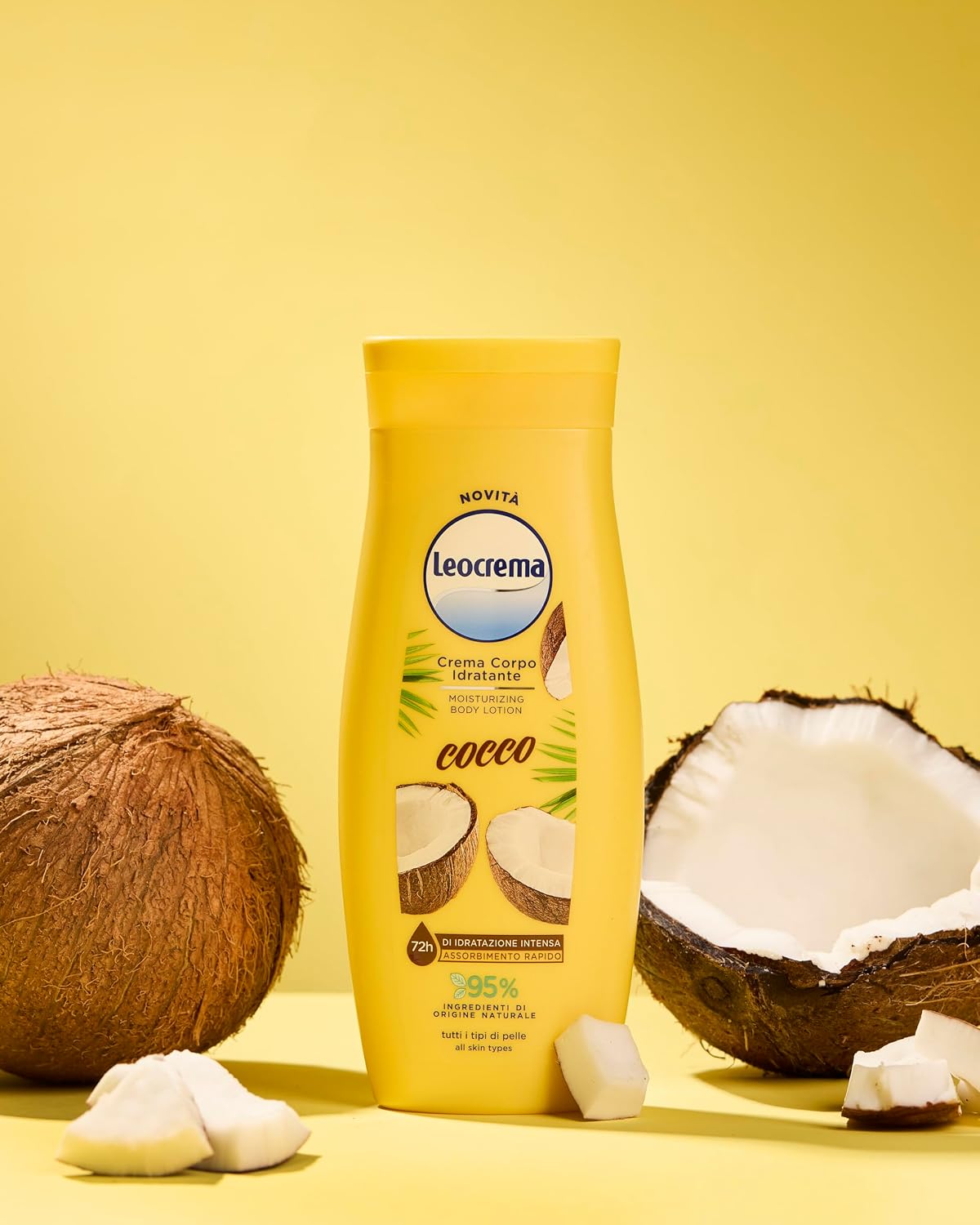 Leocrema, Crema Corpo Idratante al Cocco, Texture Leggera e Fluida per Tutti i Tipi di Pelle, 72H di Idratazione, 95% Ingredienti di…