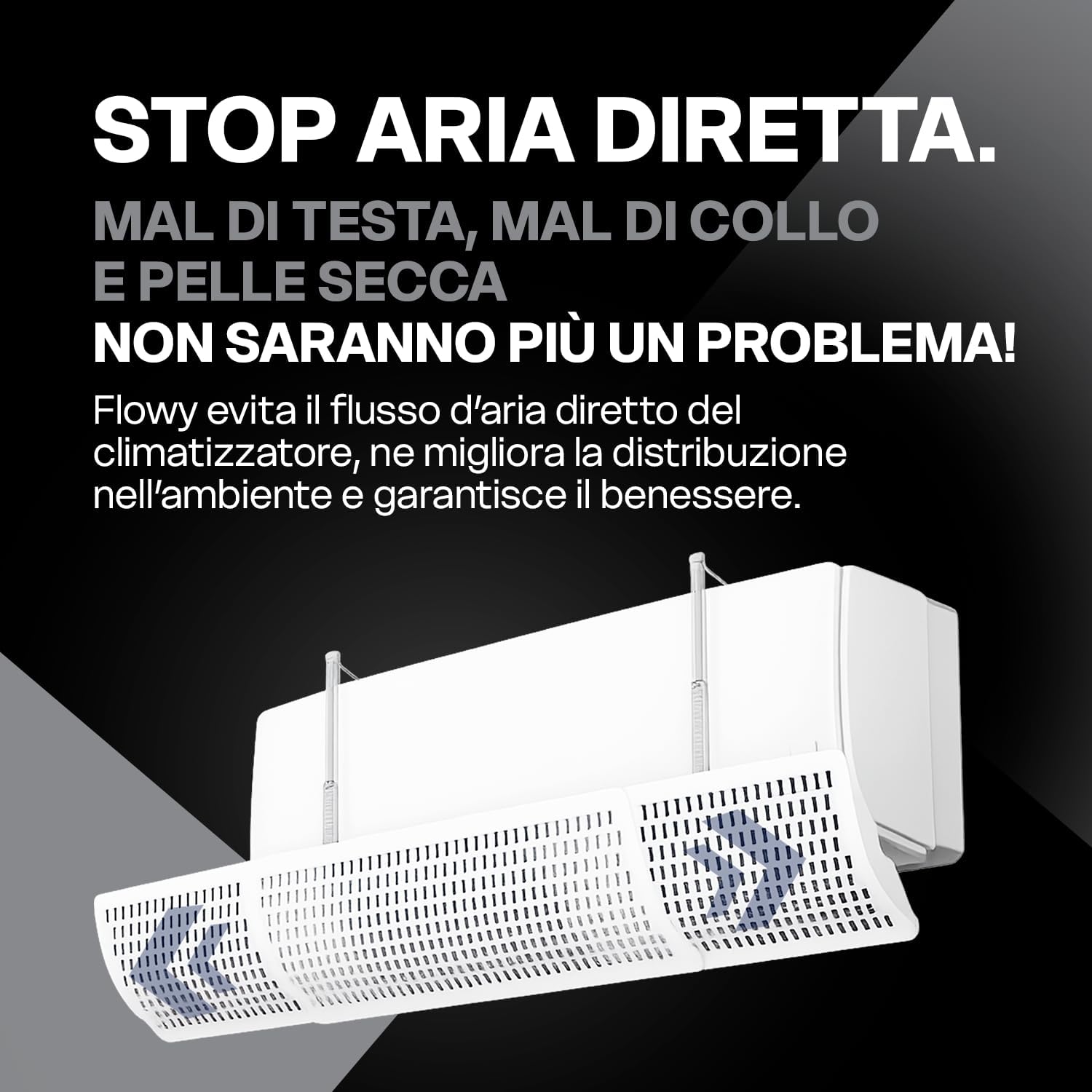 ERRECOM Flowy Deflettore Condizionatore Universale per Split – Regolabile in Altezza, Larghezza e inclinazione, Migliora…