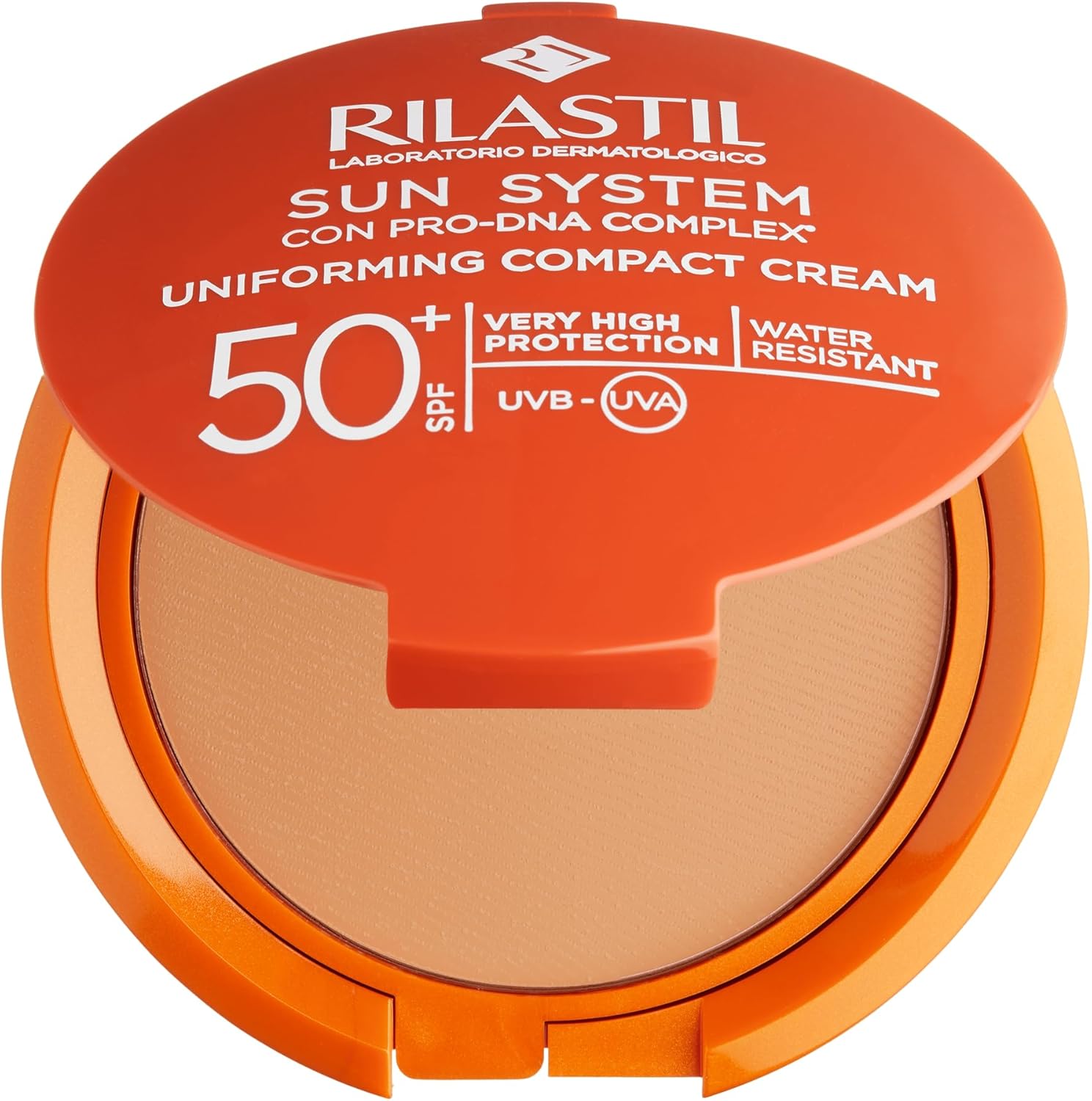 Rilastil Sun System - Base compatta con Spf 50+, corregge le imperfezioni e unifica il tono, resistente all'acqua