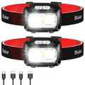 Blukar Torcia Frontale LED 2 Pezzi, 2000 Lumen Lampada Frontale con Sensore | 8 Modalità, Super Luminosa, Dimmerabile Continuo,…