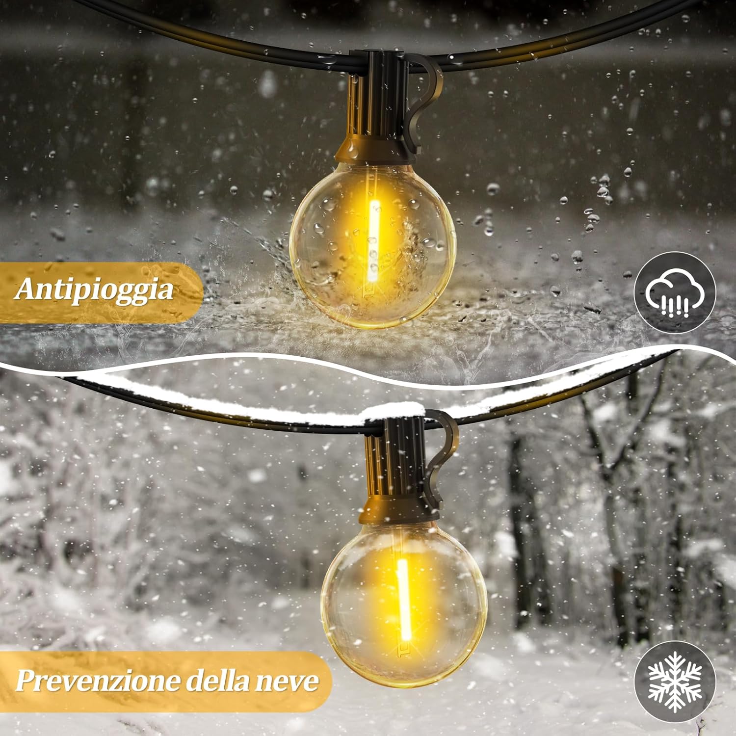 30 Metri Esterno Luci Giardino Catena - LED Lampadine Luminosa Gazebo Filo Illuminazione Balcone Lucine Terrazzo Luce Lampade…