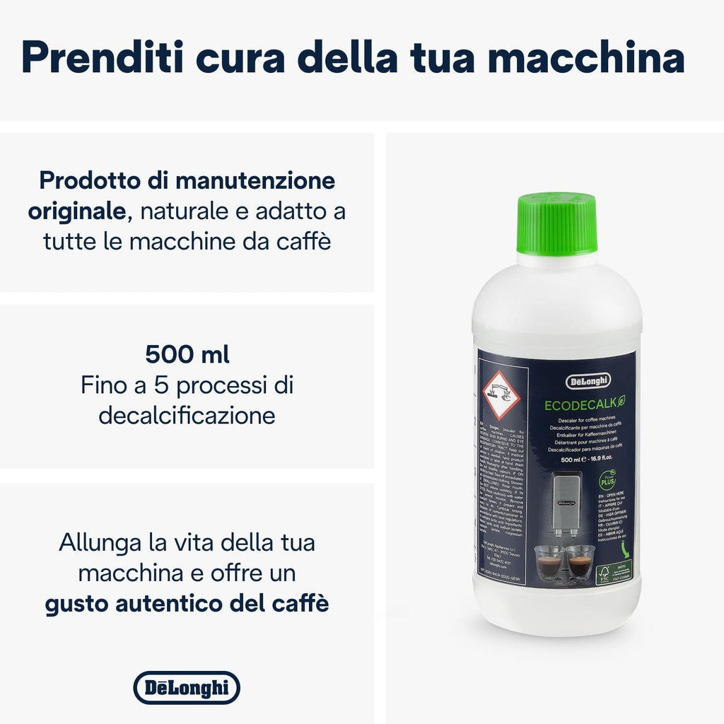 Image of De'Longhi EcoDecalk Decalcificante in use on a white background.