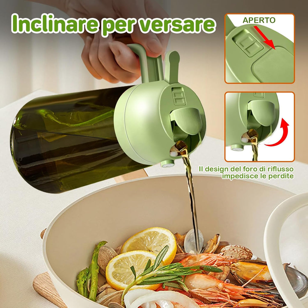 YARRAMATE Spruzzino Olio in Vetro Luce Blocco Scuro Verde per Friggitrice Aria 2 in 1, 470 ml Dosatore d'Oliva Bottiglia e Oliera…