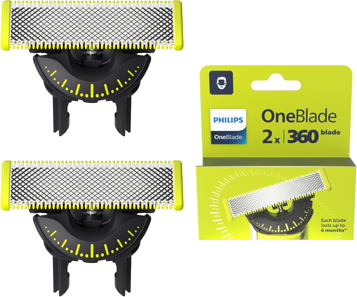 Philips OneBlade Original 360 lame, compatibili con tutti i modelli OneBlade e OneBlade Pro, 2 pezzi (modello QP420/60)