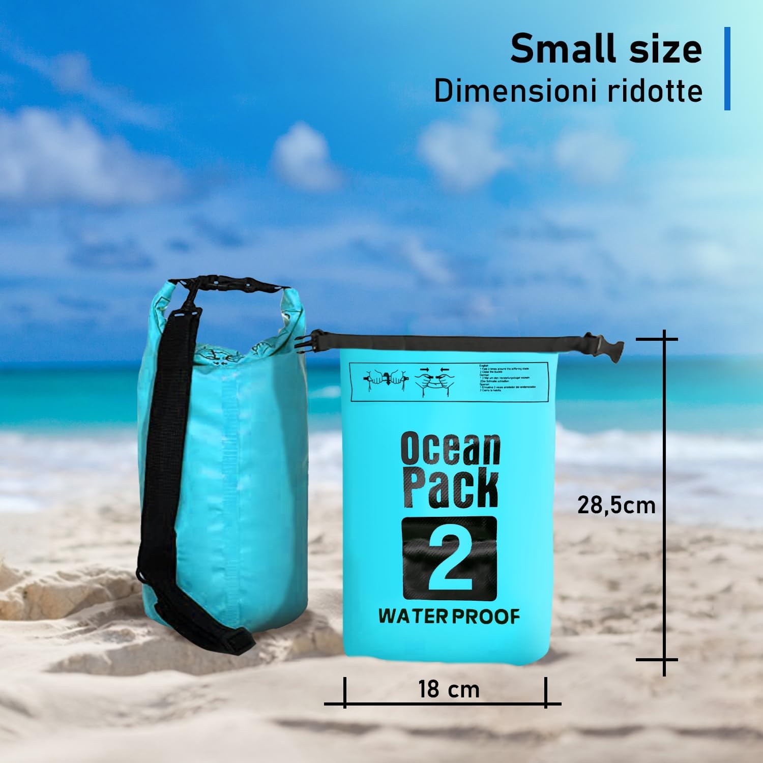 Dry Bag, Borsa Sacca Zaino Impermeabile Waterproof, chiusura a rotolo e tracolla, custodia impermeabile per cellulare e…