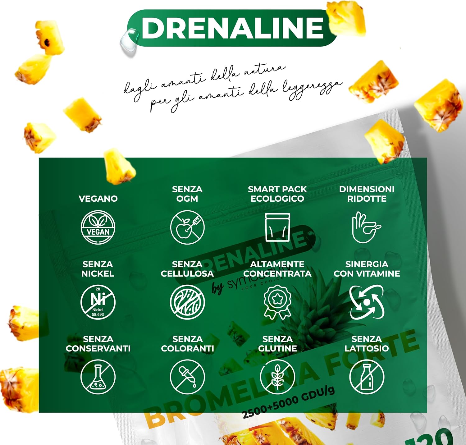 Symbeauty Bromelina Forte Drenaline 120 Cpr (4 mesi) 5000GDU Complex Vegano