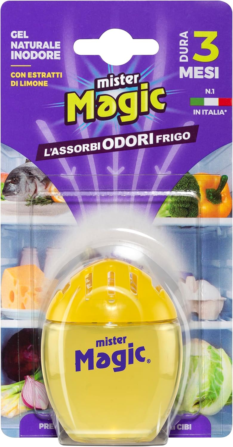 Mister Magic Assorbiodori Frigo, Gel Naturale Inodore con Estratti di Limone, Elimina i cattivi Odori di Cibo, Dura fino a 3 mesi,…