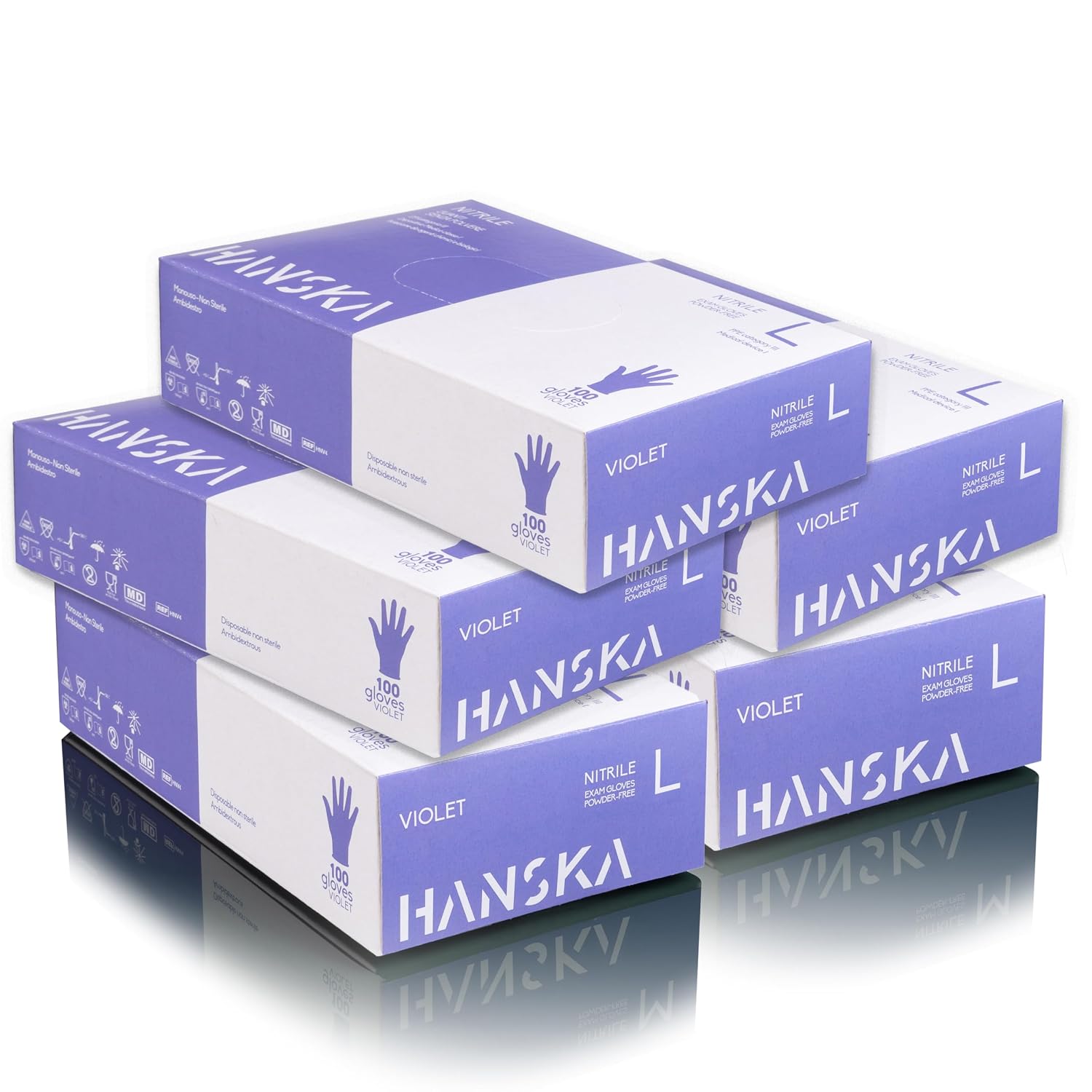 HANSKA 100 Guanti Monouso Nitrile Viola - Senza Polvere - Usa e Getta- Ambidestri - Non Sterili - Base di Gomma - Adatti per…