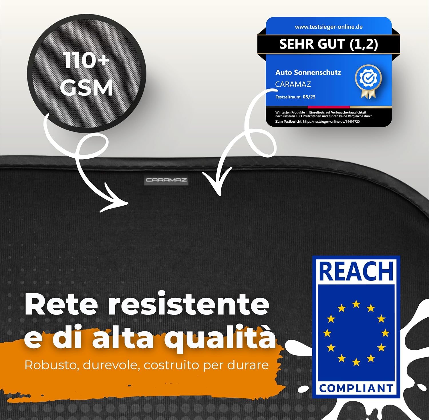 Caramaz Protezione solare per bambini con protezione UV certificata, 2 pezzi 51x31cm Nero
