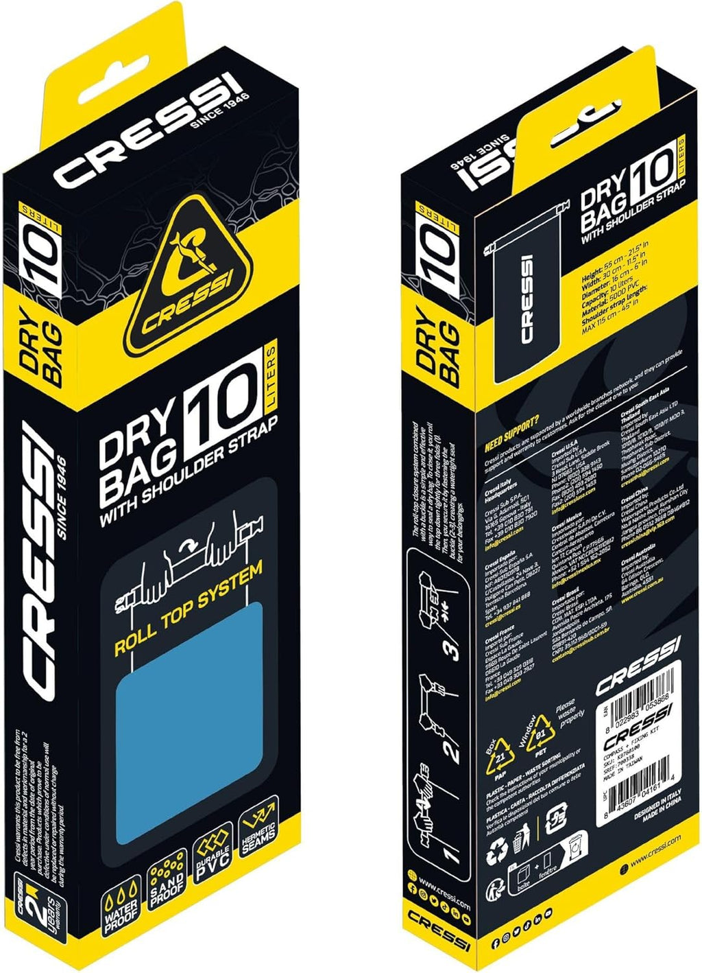 CRESSI Dry Bag Zaino Impermeabile in Resistente PVC con Chiusura Roll-Top, Tracolla e Zip, Ideale per Spiaggia,…
